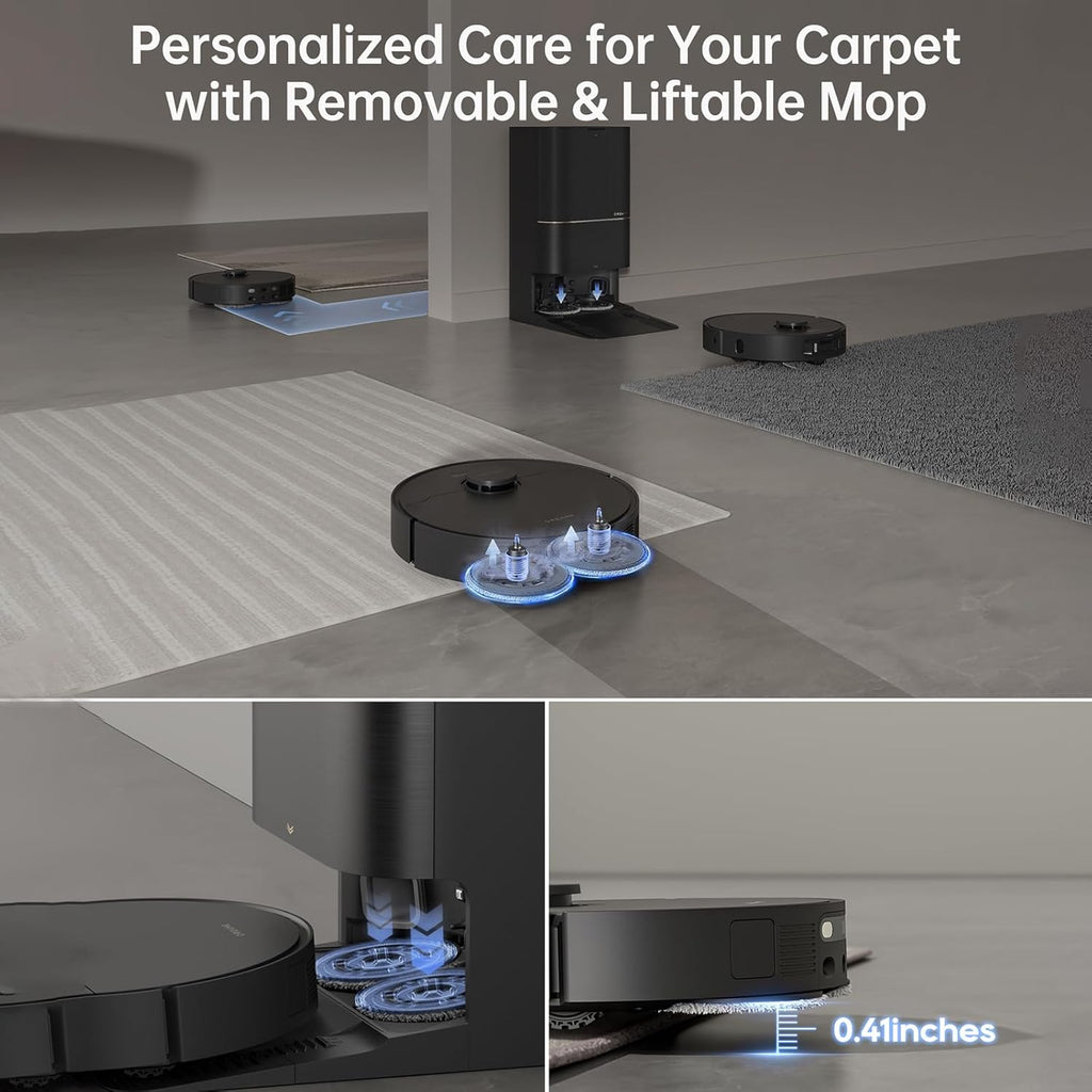 DREAME X30 Ultra Robot Vacuum with Detachable & Liftable Mop, Self-Emptying Robot Vacuum and Mop Combo with Side Brush, 8,300 Pa Suction, Self-Cleaning and Self-Drying Mop, Auto Water Filling