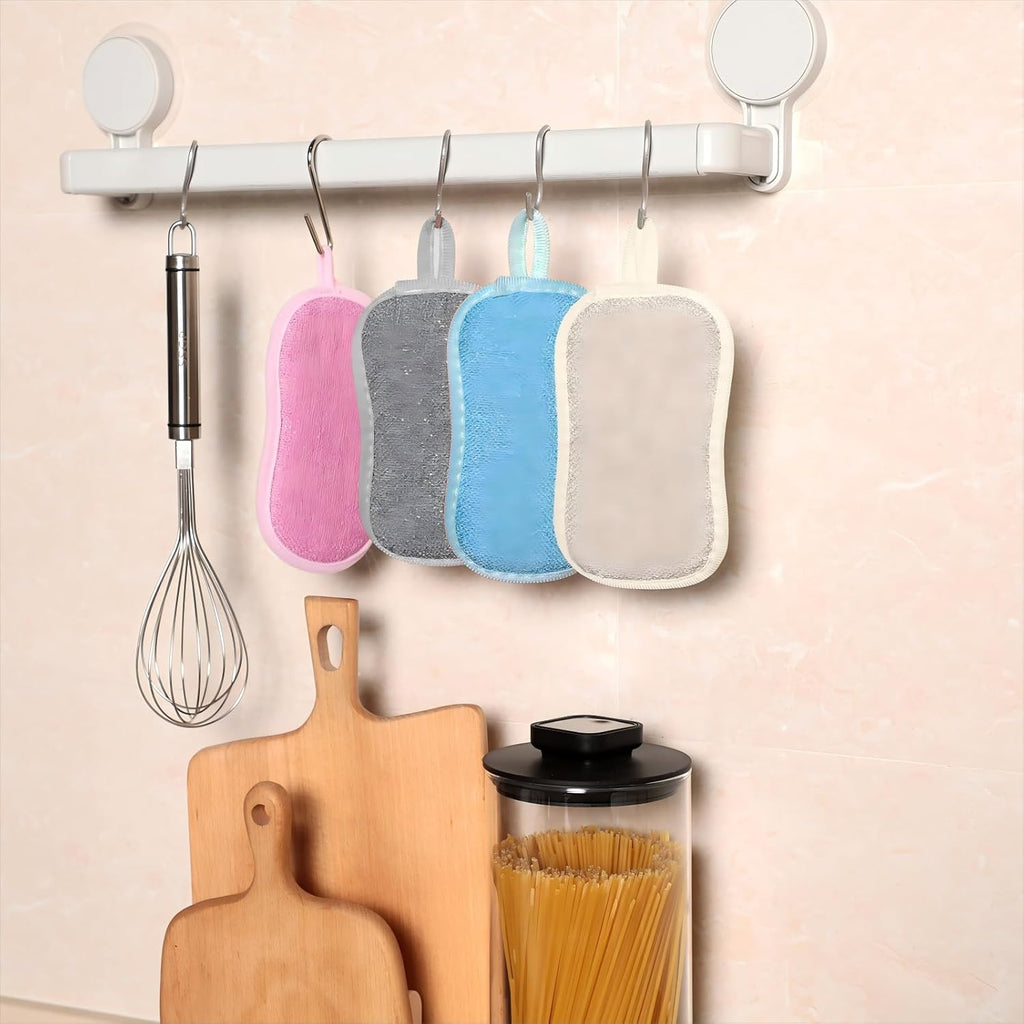 Boao 10 Pieces Multipurpose Kitchen Scrub Sponges, Non-Scratch Microfiber Scrub Sponges for Kitchen Reusable Scouring Pads Sponge Scrubber for Household Cleaning Dishes and Pots(Mixed Colors)