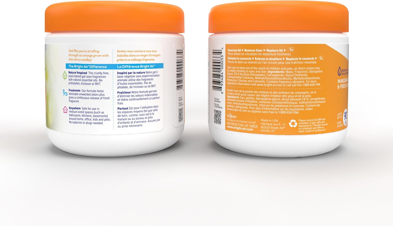 Bright Air 14 oz. Super Odor Eliminator, For Medium-Size Spaces, Mandarin Orange and Fresh Lemon Scent, Case of 6, Air Freshener, Natural Essential Oils, Lasts Up to 90 Days Each