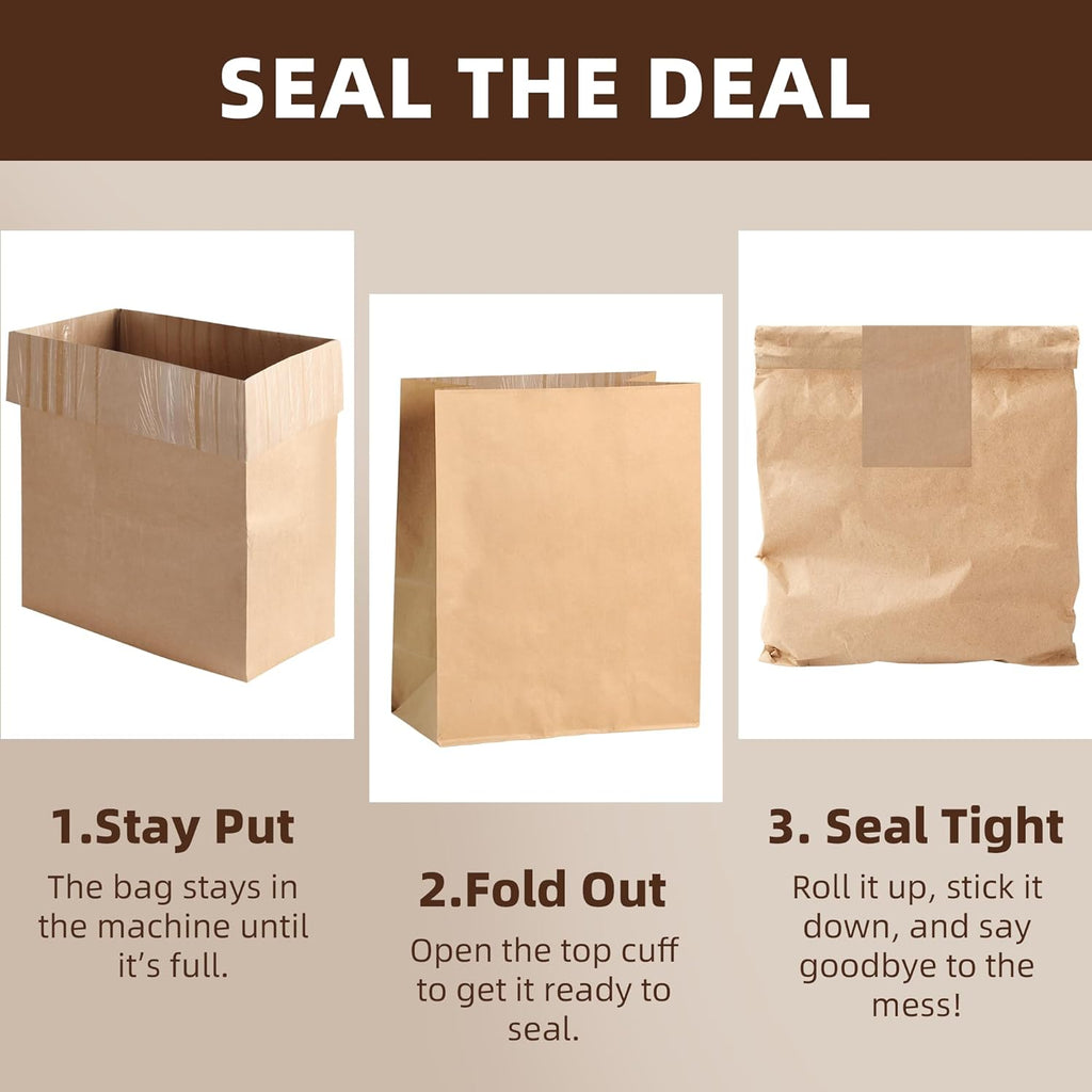 (15-Pack) Calvana Super Strong Compactor Bags, Heavy-Duty Kitchen Paper Trash Bags with Leak Proof Plastic Liner, Fits GE Model Compactors with Rectangular Containers, Includes 15 Sticker Seals