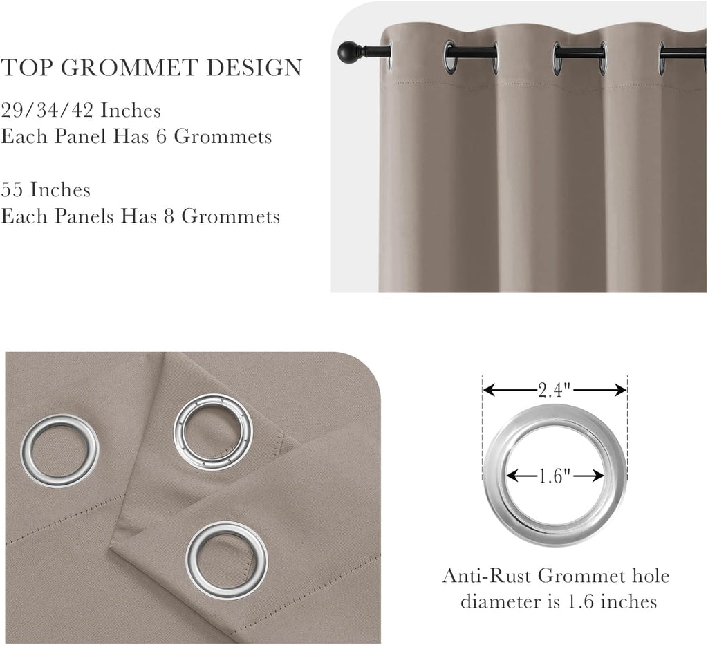 PONY DANCE Light Taupe Blackout Curtains - Thermal Isulated Room Darkening Drapes for Bedroom/Living Room, Set of 2 Curtain Panels, 55 x 80 inch