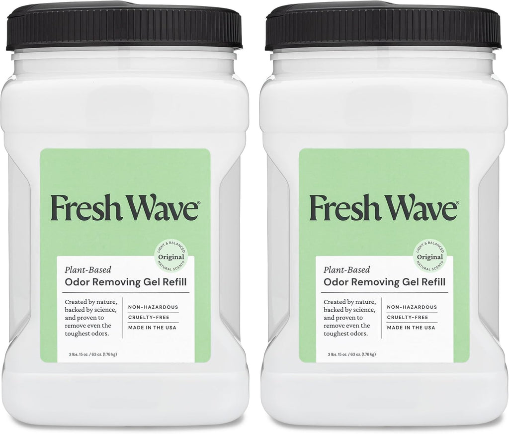 Fresh Wave Odor Removing Gel Refill, 63 oz., Pack of 2 - Safer Odor Absorbers for Home, Natural Plant-Based Odor Eliminator, Every 15 oz. lasts 30-60 Days, For Cooking, Trash & Pets