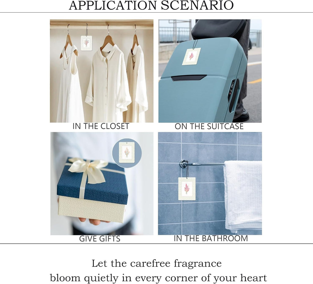 Elegant Rustic Floral Car Air Freshener 4 Pcs, Cottagecore Flower Hanging Scents Air Freshener for Women Girls Gifts, Pastel Leaf Floral Scented Car Accessories Decor for Room Closet Drawer