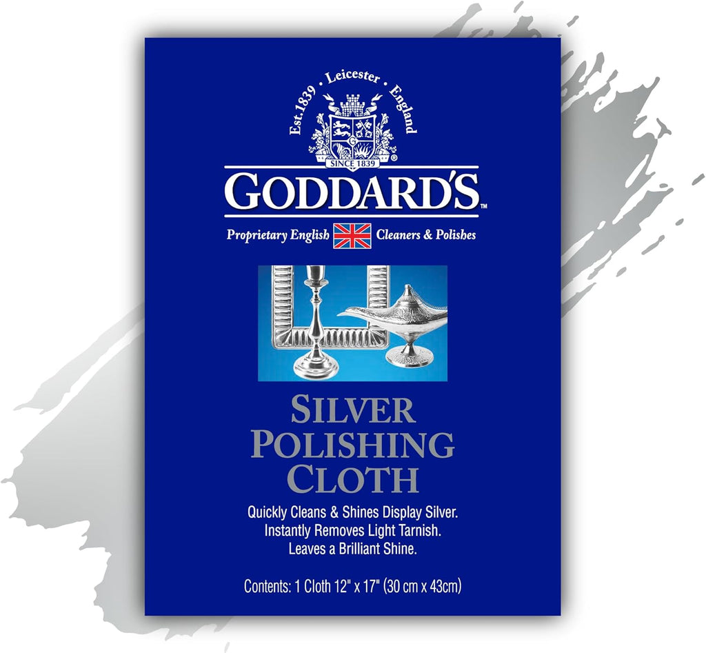 Goddard's Silver Polishing Cloth for Jewelry, Remove Tarnish on Plated or Sterling Silver, Gold, Antiques, and Leaves Tarnish Protection, 1 Cloth