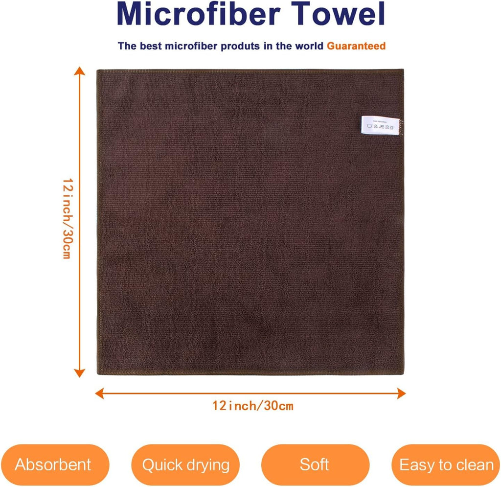 KinHwa Microfiber Dish Cloths for Washing Dishes Ultra Absorbent Dish Rags Fast Drying Kitchen Wash Clothes 12inch x 12inch 10 Pack Brown