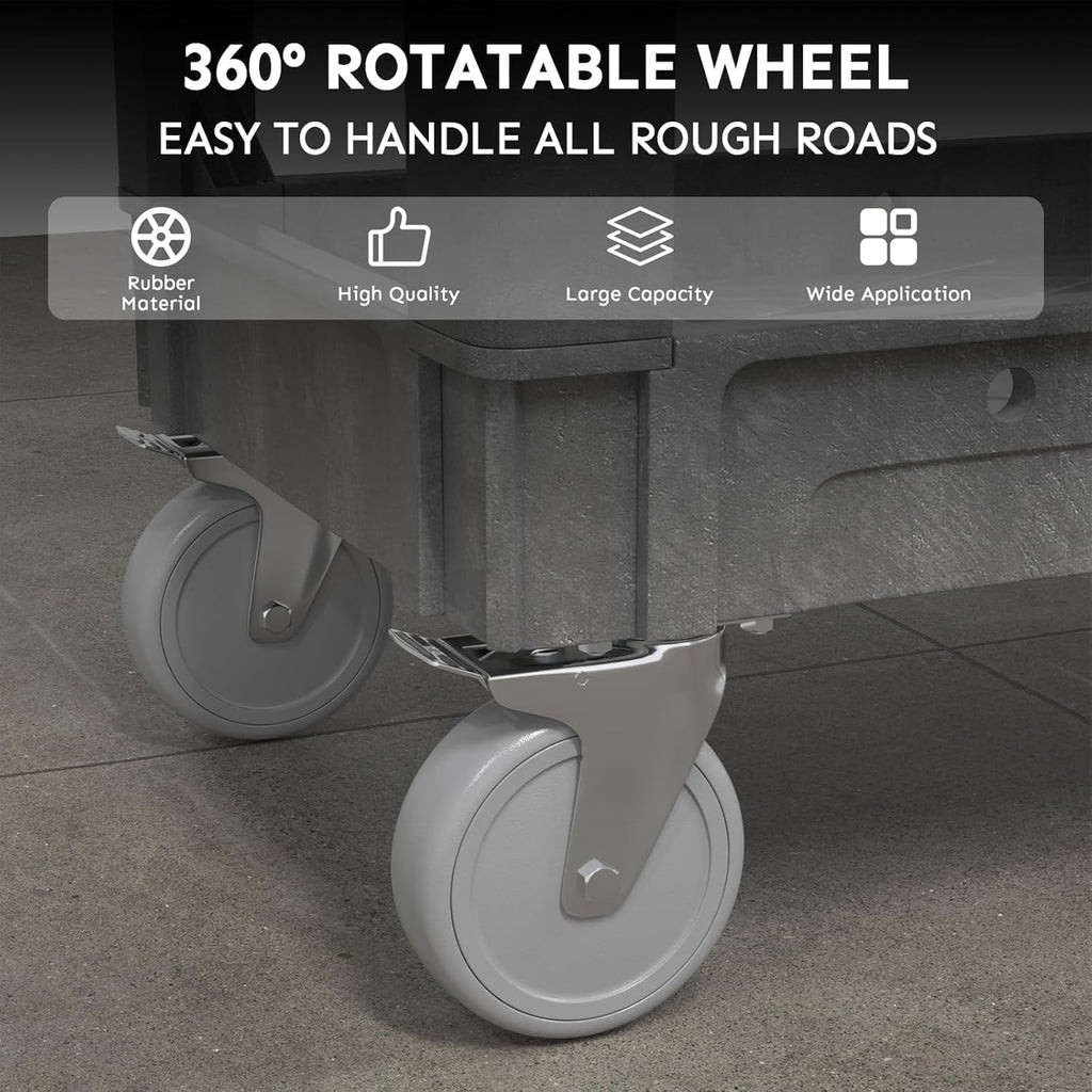 Utility Cart on Wheels, 1000 lbs Capacity Rolling Service Cart, 40 x 17 Inch Work Carts, 2 Shelf Heavy Duty Plastic Tool Cart, Lipped Shelves, for Warehouse, Garage, Cleaning, Gray