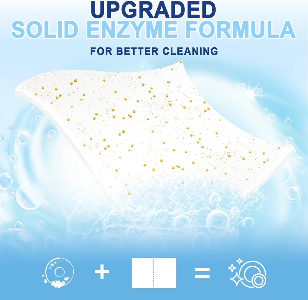 Upgraded Eco Dishwasher Detergent Sheets Up To 32 Loads, Unscented Plastic Free Dishwashing Soap Strips With High Efficient Solid Enzyme, Leaving Dishes Sparkling Clean