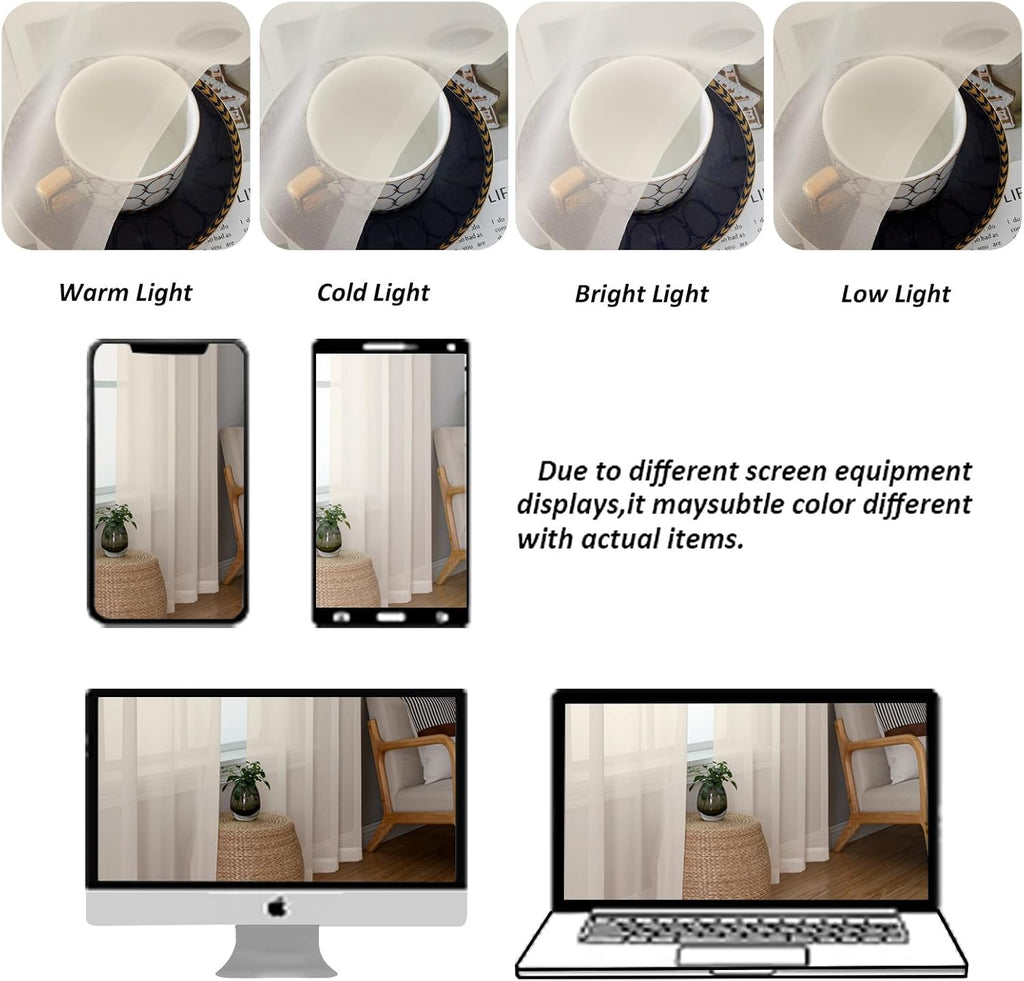 Chyhomenyc Cream Sheer Curtains 78 Inches Long 2 Panels Set for Living Room, Light Filtering Voile Lightweight Bedroom Curtains, Rod Pocket Solid Window Treatment Drapes, Each 42W x 78L