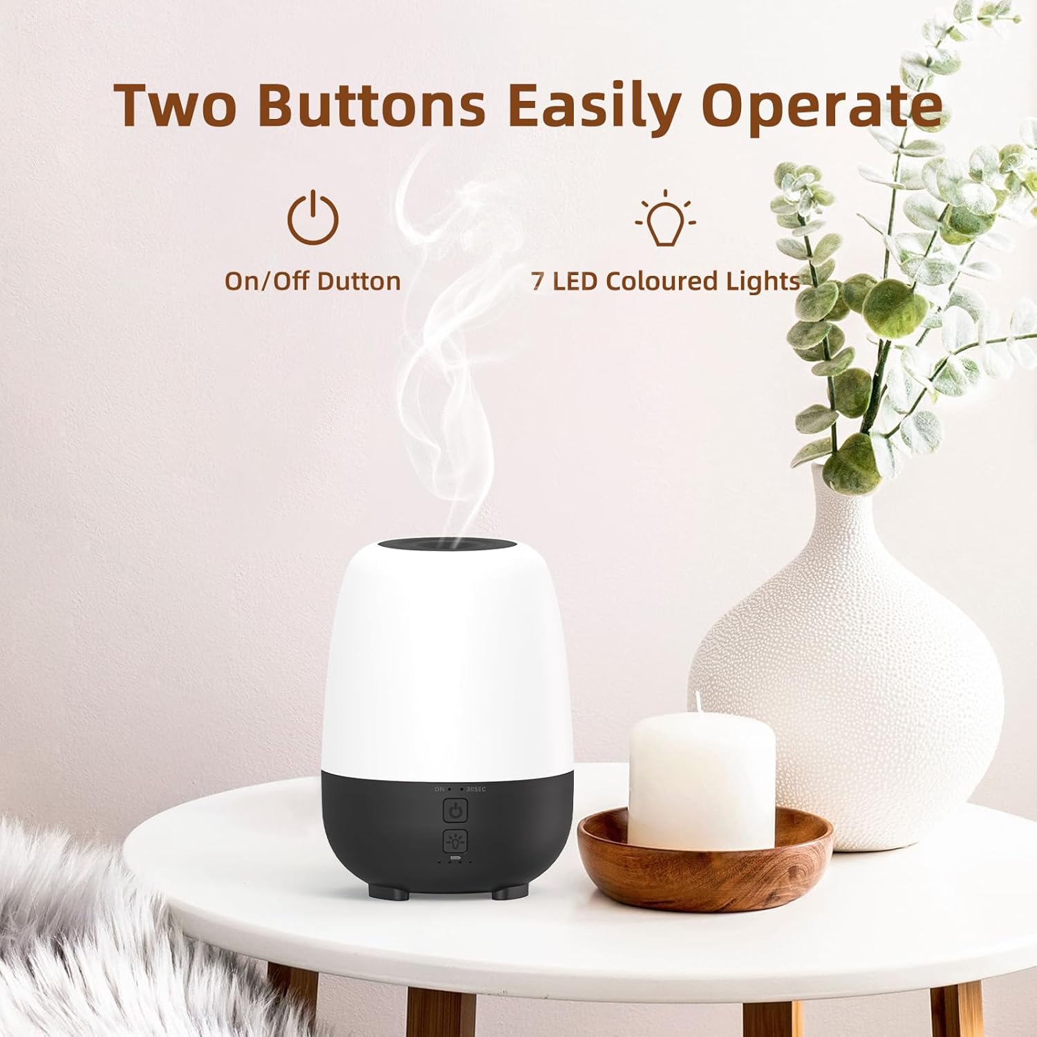 150ML Cordless Essential Oil Diffuser, Built-in 6000mAH Rechargeable Battery, 7 Hours Run Time, 7 Colors LED Light, Portable Aromatherapy Diffuser