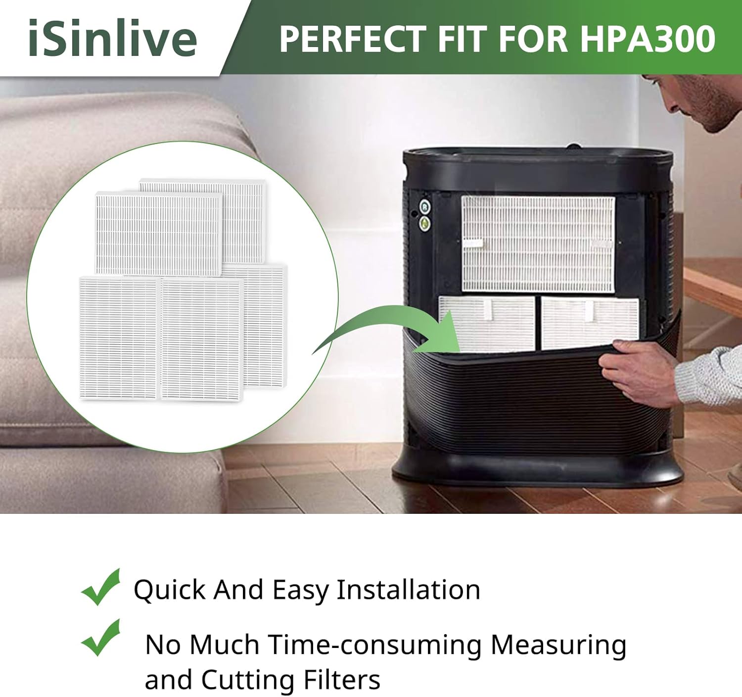 Replacement Filter R Compatible with Honeywell Air Purifier HPA300 HPA200 HPA100 and 5000 Series, 6 Pack HEPA Filter, Fits for Honeywell R Filter (HRF-R3 & HRF-R2 & HRF-R1)