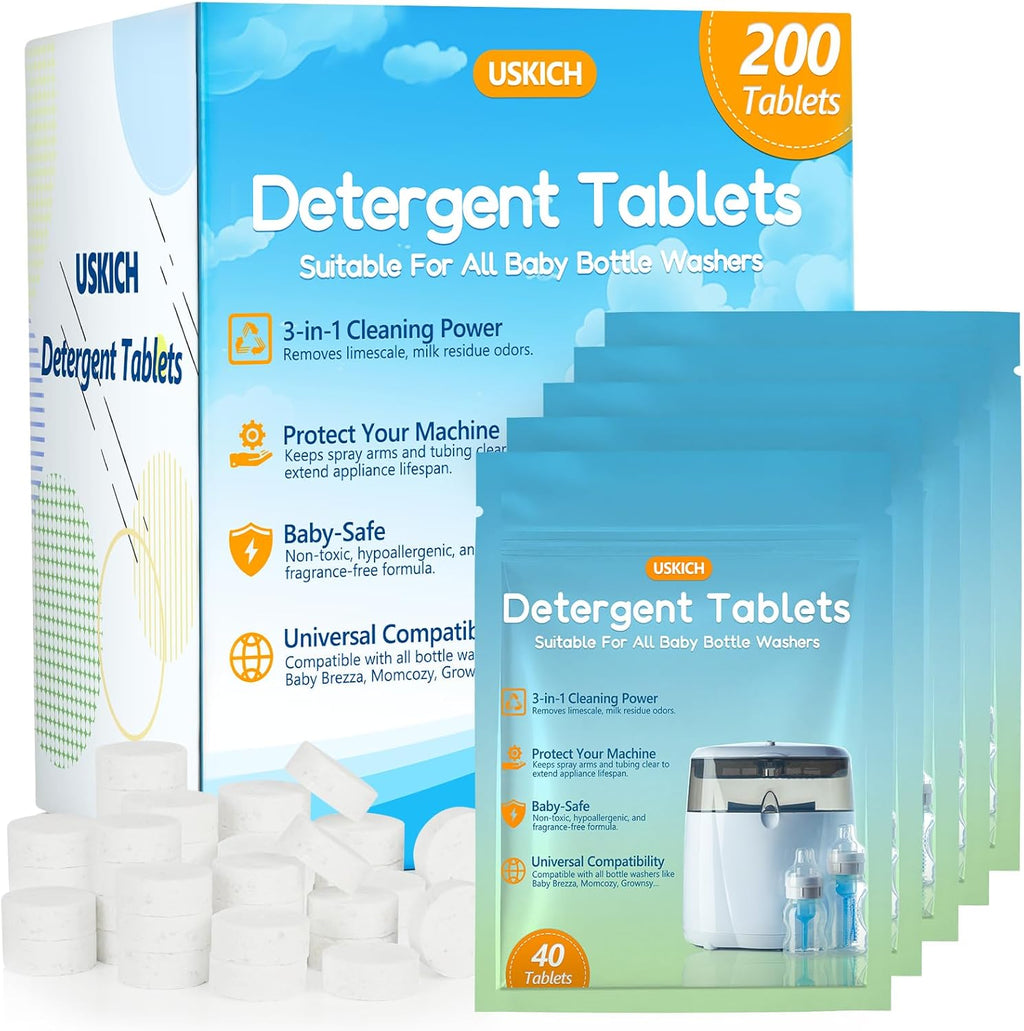 200Pcs Detergent Washing Tablets for Momcozy,Deep Cleaning Baby Brezza Bottle Washer,Compatible with All Brands Baby Bottle Washers