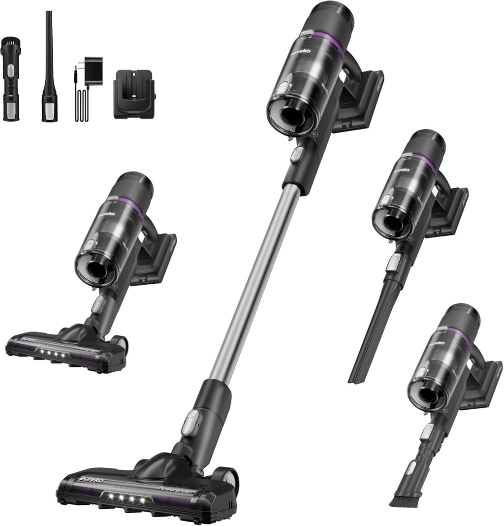 Eureka Cordless Vacuum Cleaner Lightweight, Stick Vacuum Rechargeable for Hardwood, Pet Hair, Black, ReactiClean 410