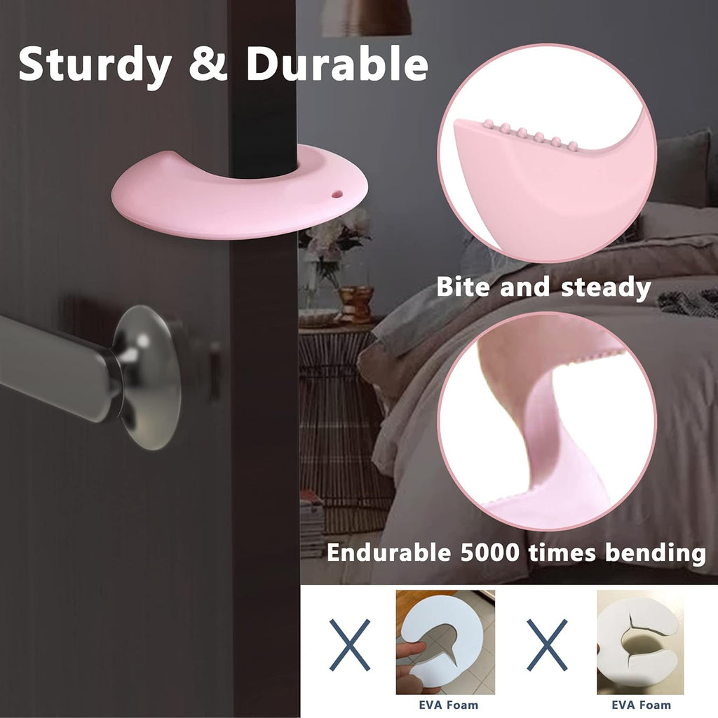 Silicone Door Pinch Guard and Door Slam Stopper, Durable Finger Pinch Guard, Prevents Pinch Injuries, Slamming Doors, Door Stopper for Kids, 6 Packs Pink.