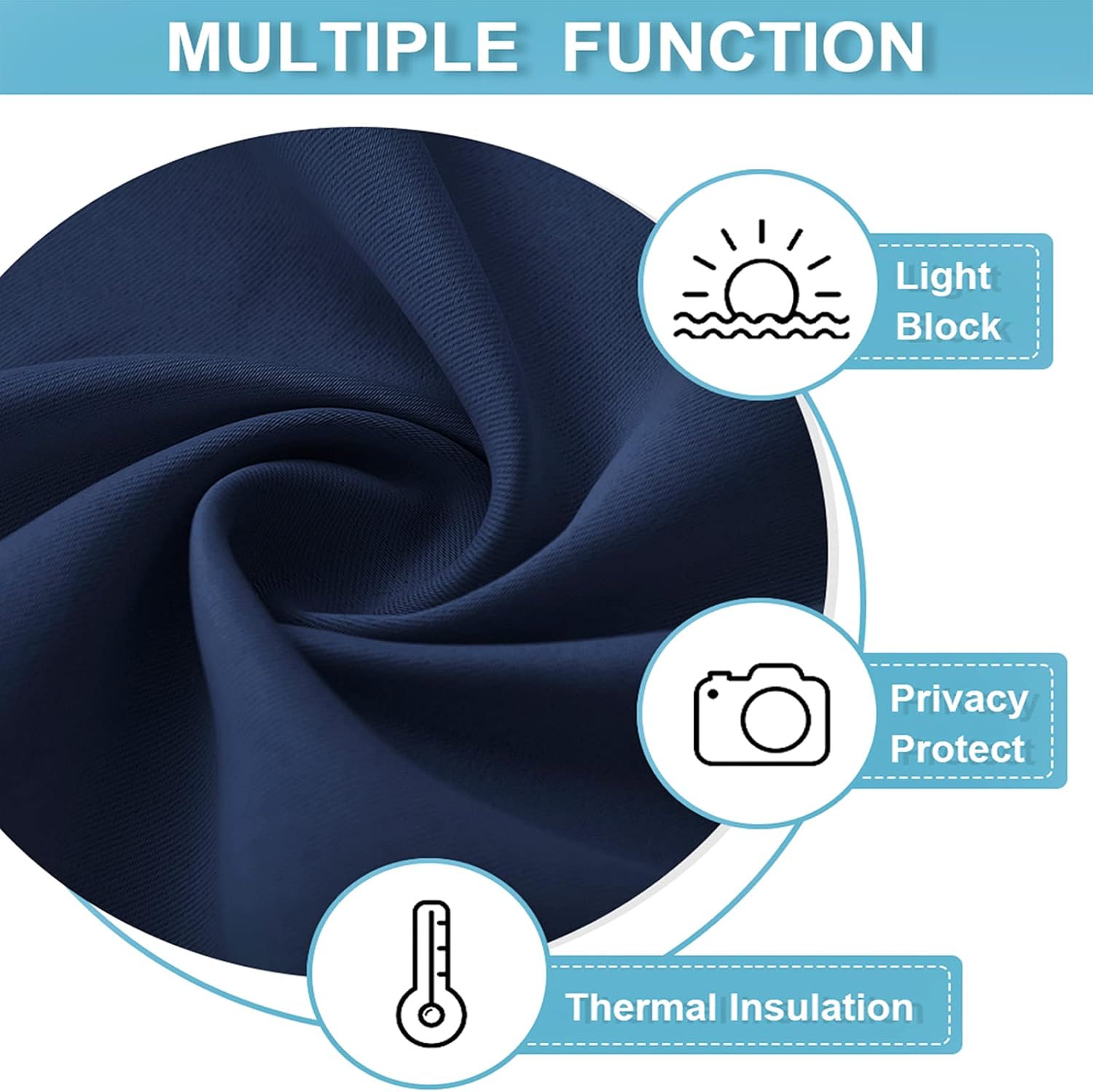 RYB HOME Bathroom Curtains Privacy - Blackout Curtains Small Window Short Drapes for Kitchen Bedroom Living Room Kids Nursery Room RV, W 52 x L 36 inch per Panel, Navy, 2 Pcs