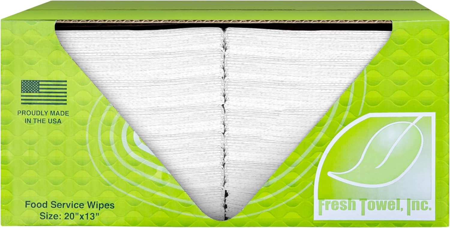 Fresh Towel Foodservice Reusable Paper Towels - 1/4 Fold, 13 x 20 inches - (1 Case of 150) All Purpose Cleaning Towels (White)