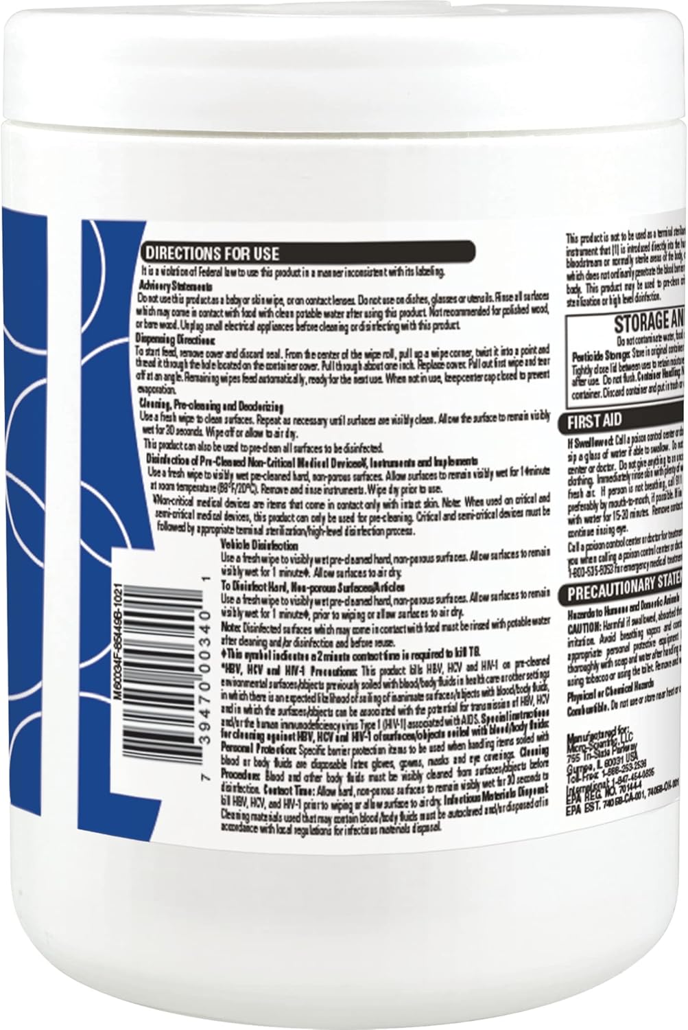 Micro-Scientific Opti-Cide Max Disinfecting Wipes (2 Pack) - 320 Wipes - Hospital Grade EPA Registered Disinfectant Cleaner