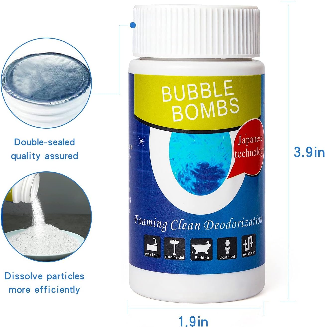 2 Pcs Powerful Magic Bubble Bombs Drain Cleaner - Fast Foaming Pipe Cleaner Powder Dredge Agent for Kitchen Toilet Pipeline Quick Cleaning Tool