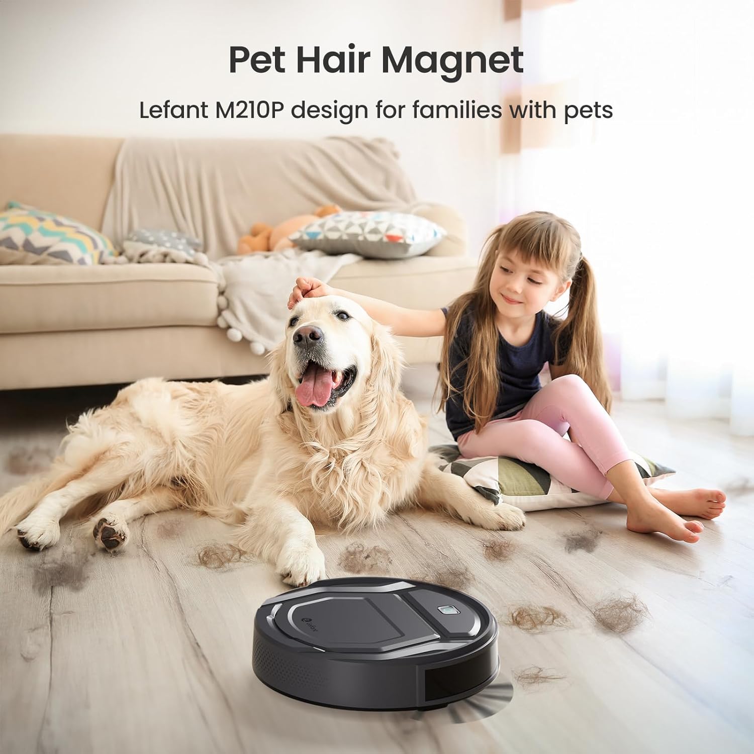 Lefant Robot Vacuum Cleaner M210 Pro,Slim,Quiet,2200Pa Suction,120 Min Self-Charging Robotic Vacuums, Freemove 3.0,WiFi/APP/Alexa,6 Cleaning Modes Ideal for Hard Floors Pet Hair Low Carpet,Black