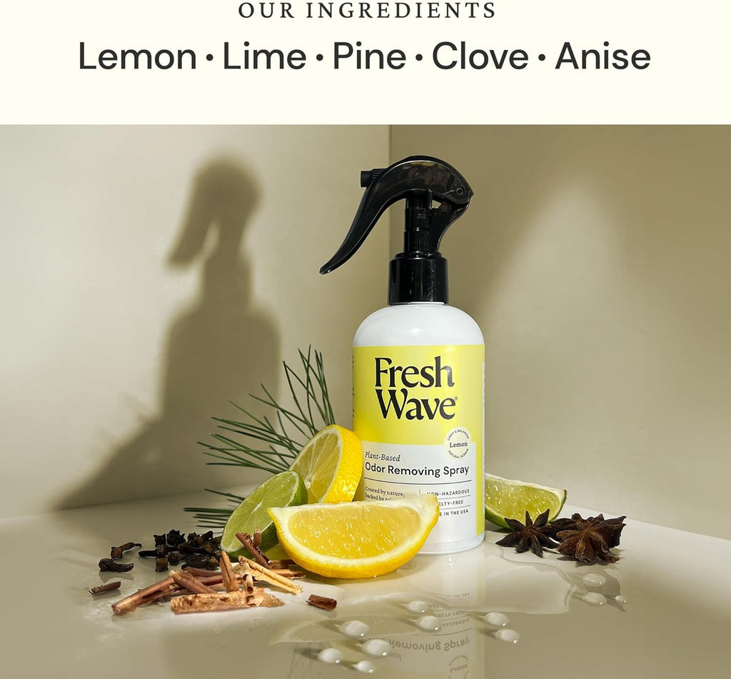 Fresh Wave Lemon Scent Odor Removing Spray, 8 fl. oz. | Pack of 2 | Odor Absorber for Home, Furniture, Fabrics & Trash | Safer Odor Relief