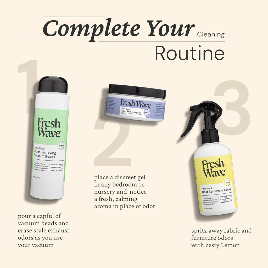 Fresh Wave Lemon Scent Odor Removing Spray, 8 fl. oz. | Pack of 2 | Odor Absorber for Home, Furniture, Fabrics & Trash | Safer Odor Relief