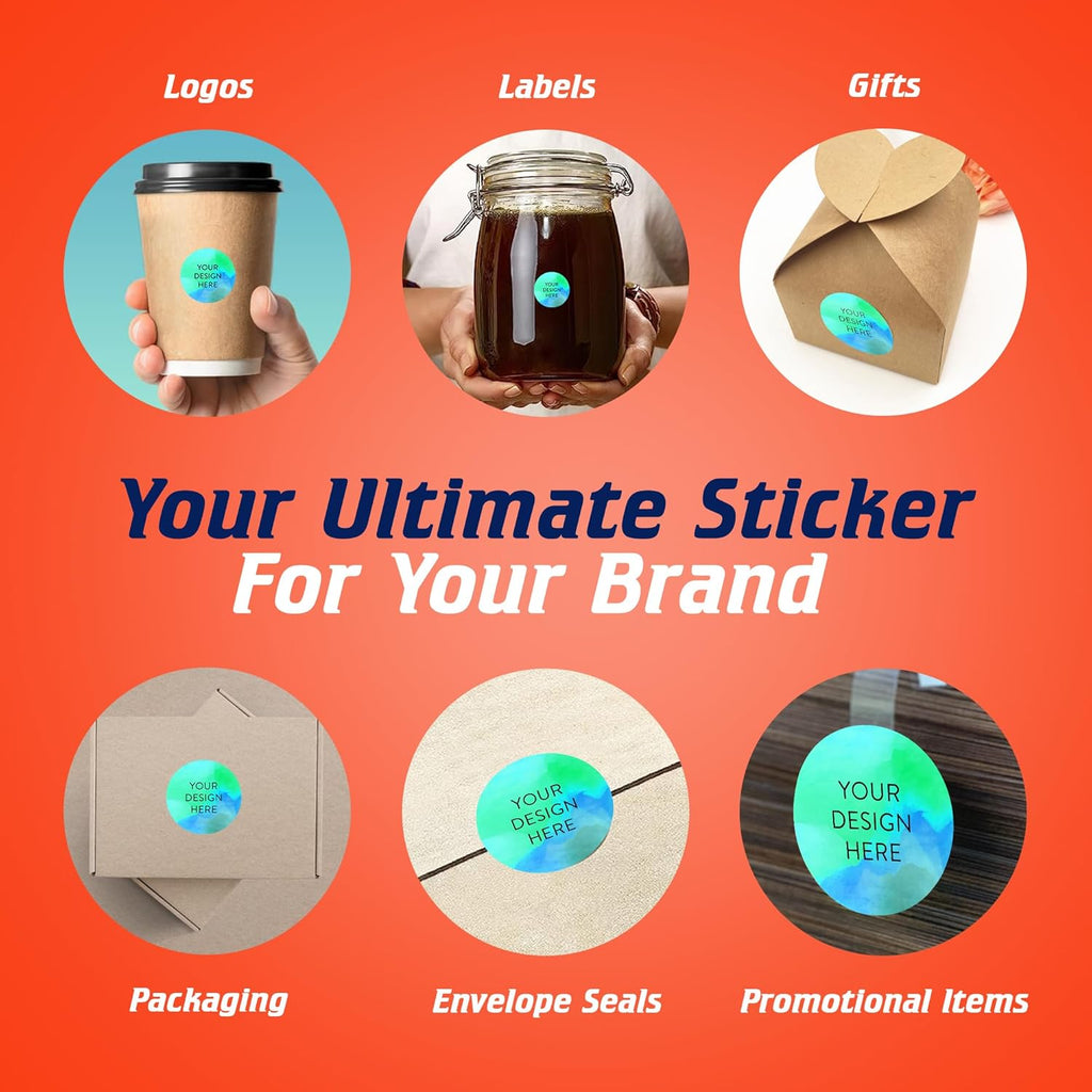 100 Custom Vinyl Stickers - Upload Your own Image, Text, Design, Logo - Personalized Logo Labels for Handmade, Packaging, Bottle, Jars, Candle, Brand Stickers (Blue Green, 1x1)
