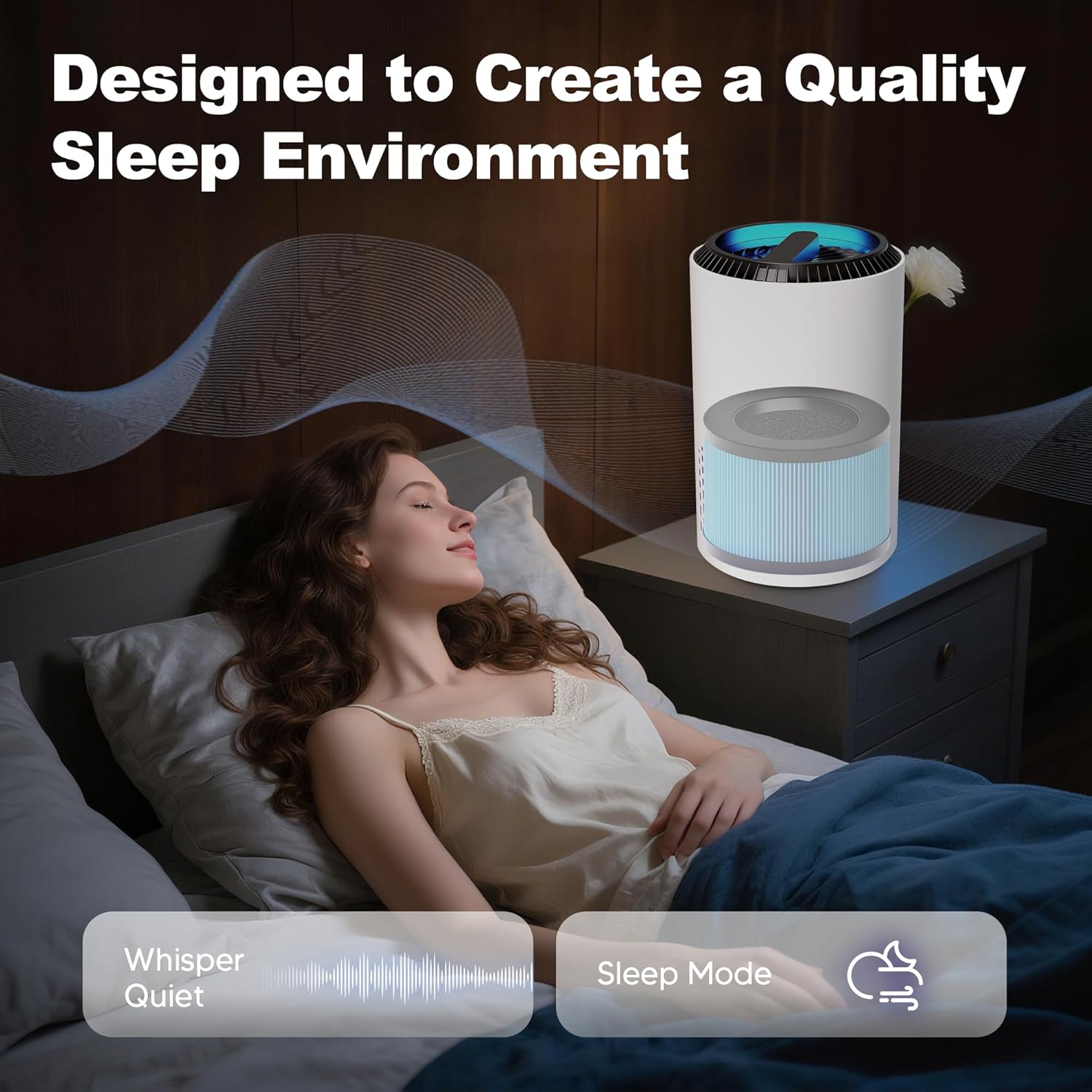 MK01 & MK06 True HEPA Filter Replacement Compatible with Aroeve MK01, MK06, ToLife TZ-K1 and Kloudi DH-JH01 Air Purifier, Standard Version, Blue, 4 Pack