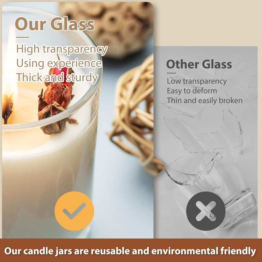 12 OZ Thick Candle Jars for Making Candles 12 Pcs, Empty Jars with Wood Lids for Spice Jars, Sample Container, Matte White