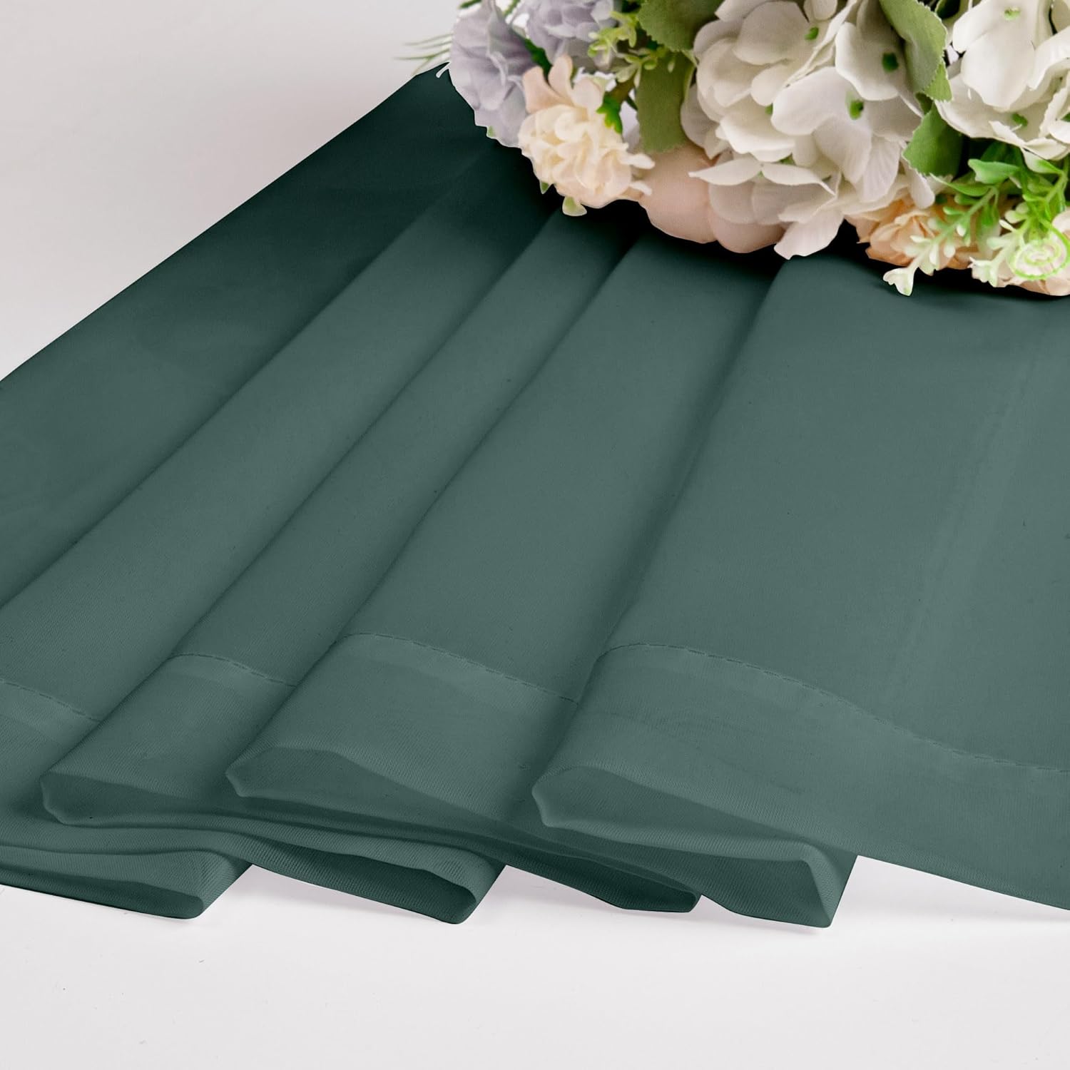 Chyhomenyc Hunter Green Sheer Curtains 96 inches Long 2 Panels, Light Filtering Soft Airy Solid Elegant Voile Window Treatment Drapes for Bedroom Living Room Wedding Party Decor, 42 Wx96 L, 8FT L