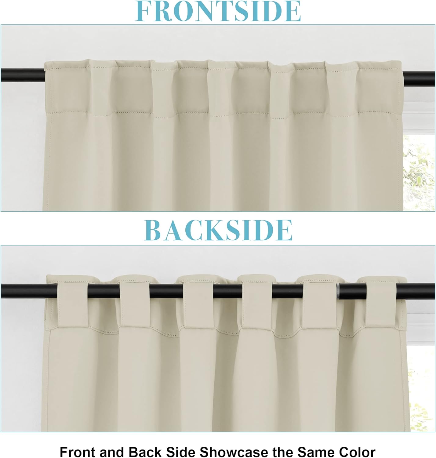 RYB HOME Kitchen Window Curtains - Blackout Privacy Half Window Curtains for Bedroom Bathroom Dining Living Room Cafe Office Short Tiers Drapes, W 34 x L 36 inches, 2 Panels, Beige