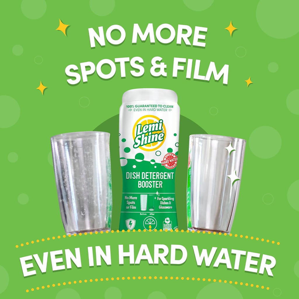 Lemi Shine Dish Detergent Booster, Hard Water Stain Remover, Multi-Use Citric Acid Cleaner 10 oz, Pack of 8