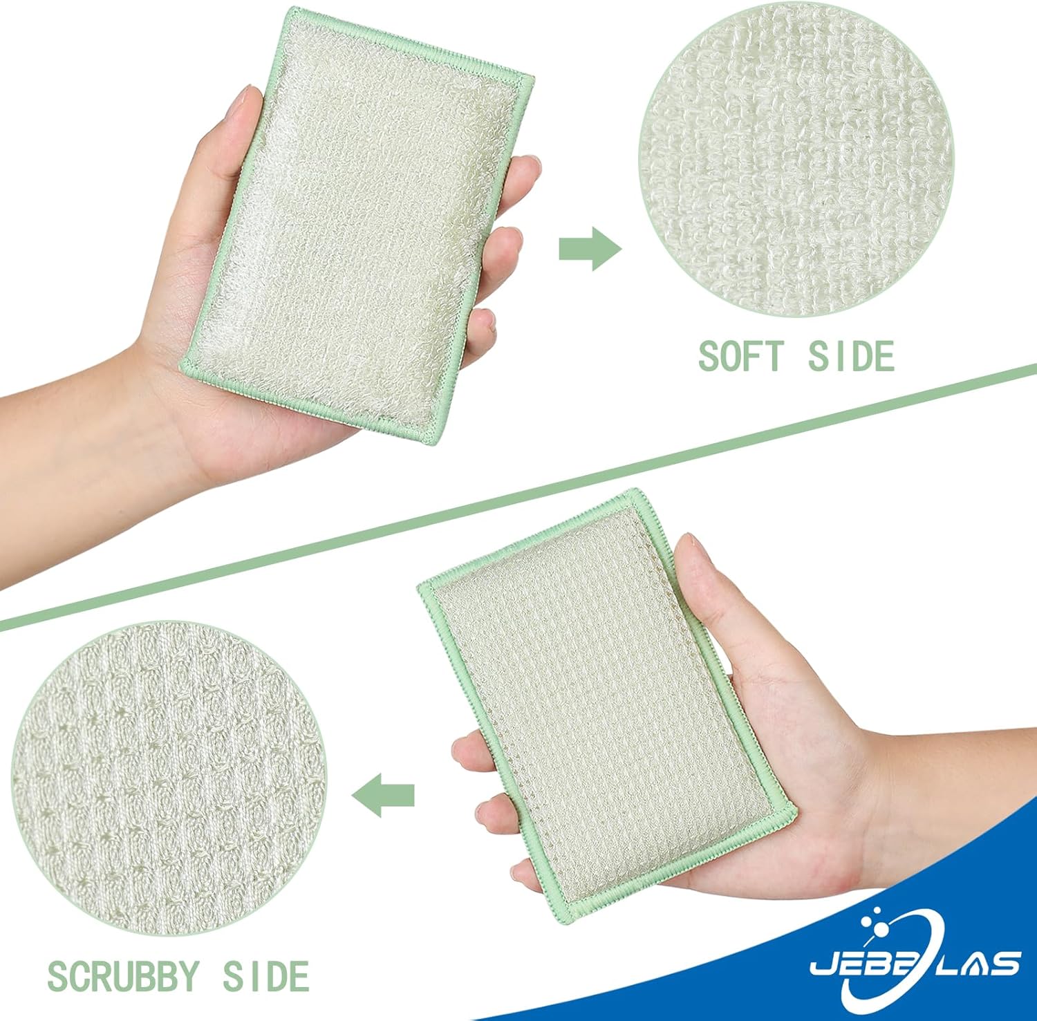 JEBBLAS 8Pack Bamboo Natural Kitchen Sponges Dish Sponge Cleaning Sponge Heavy Duty Scrub Sponge for Cleaning Kitchen and Household Pink