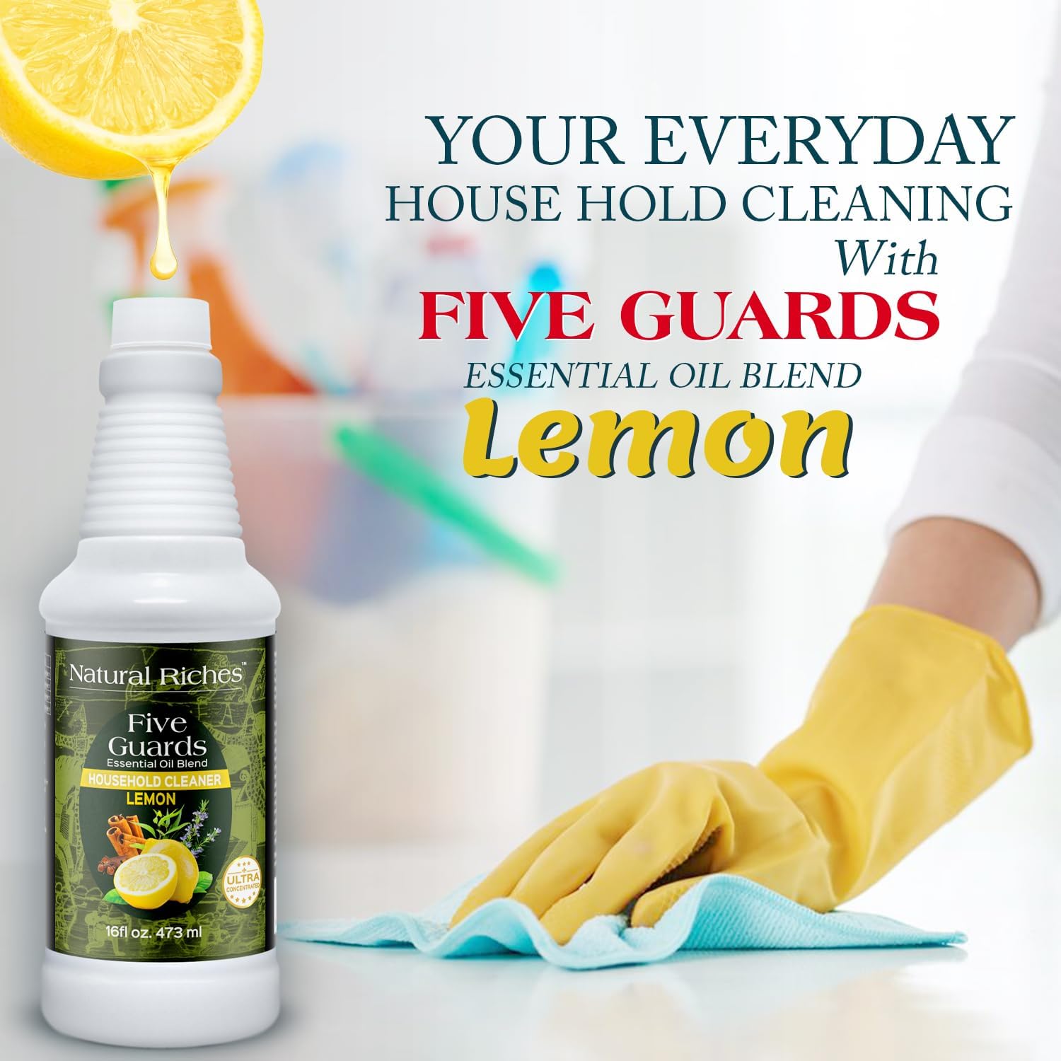 Natural Riches Household Cleaner Concentrate Five Guards Lemon scent from The Tales of French stories of Thieves Essential oil Blend household cleaner - 16 fl oz