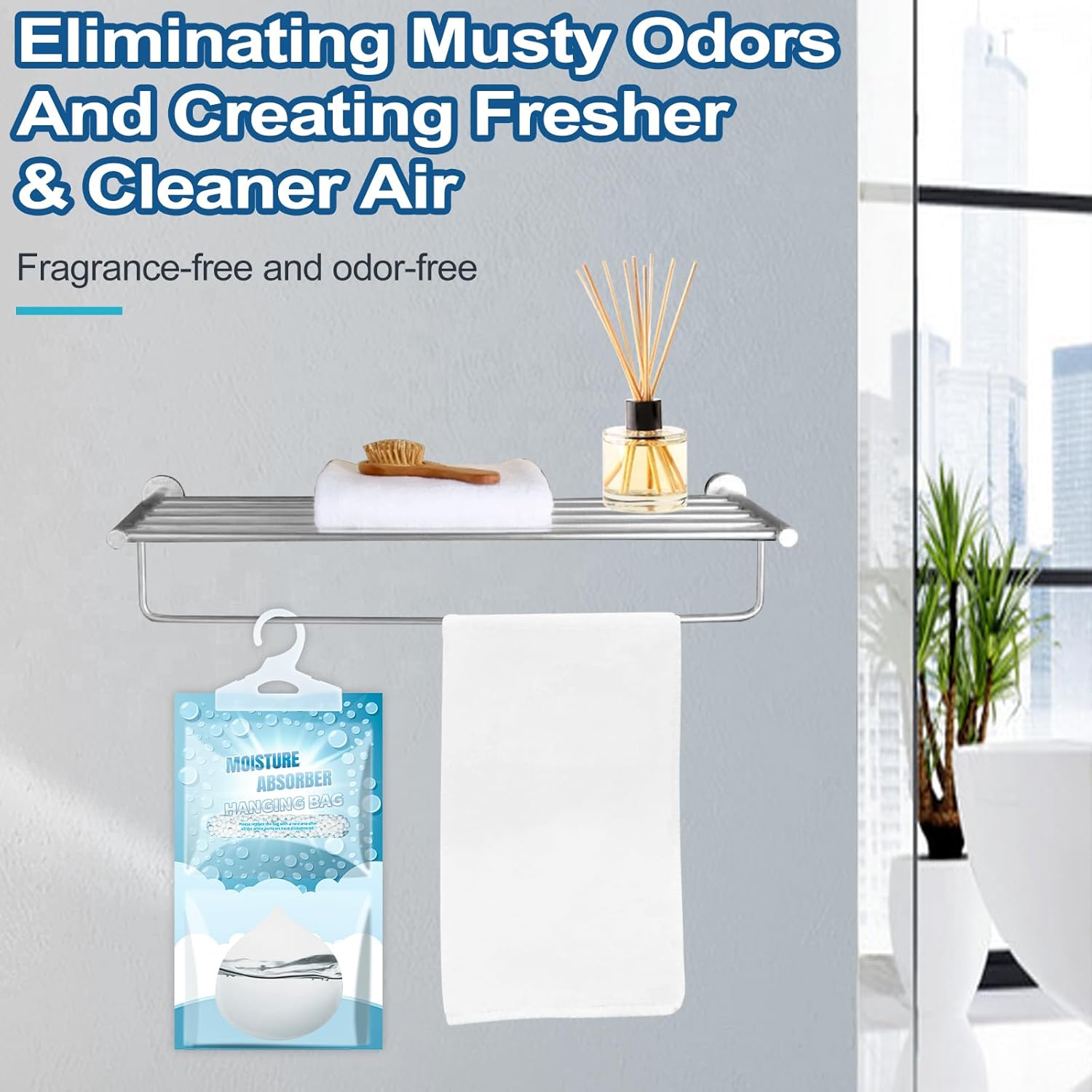 12 Pack Hanging Moisture Absorbers - Fagrance Free Dehumidifier Bags, 8.11 OZ, Removes Moisture & Odors, Humidity Absorber Packs for Closet Bedroom Kitchen