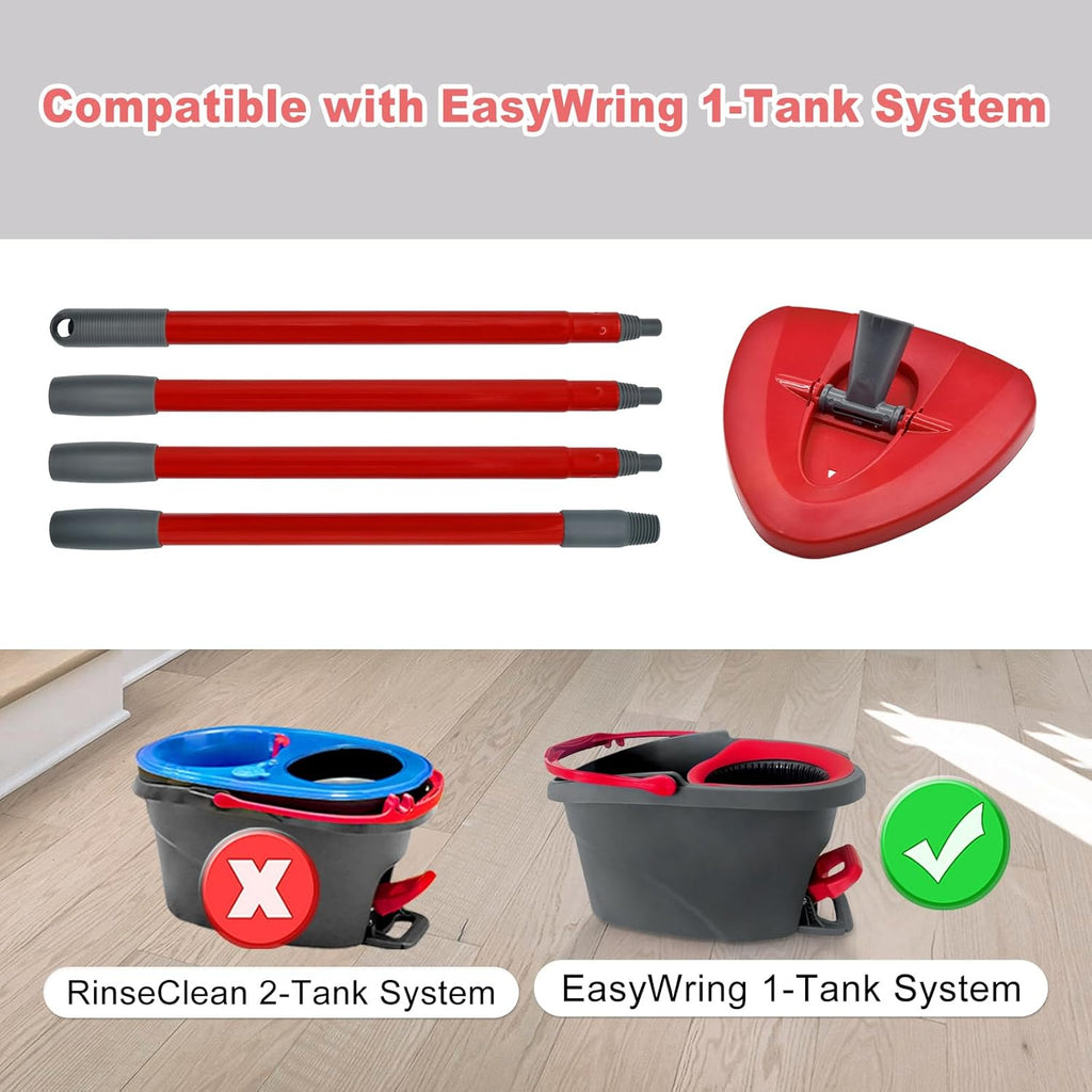 Mop Handle for Ocedar,Spin Mop Replacement Head Base Compatible with O Cedar,4-Section Spin Mop Handles and Base for EasyWring Spin Mop