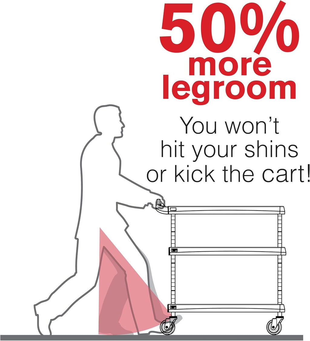 Metro myCart Plus Utility Cart - Choose-Your-Height Adjustable Heavy Duty Rolling Cart for Home, Commercial and Industrial Use - 2-Shelf, 300 lbs Capacity - 23.9" W x 34.4" L x 35.5-39.5" H - Black