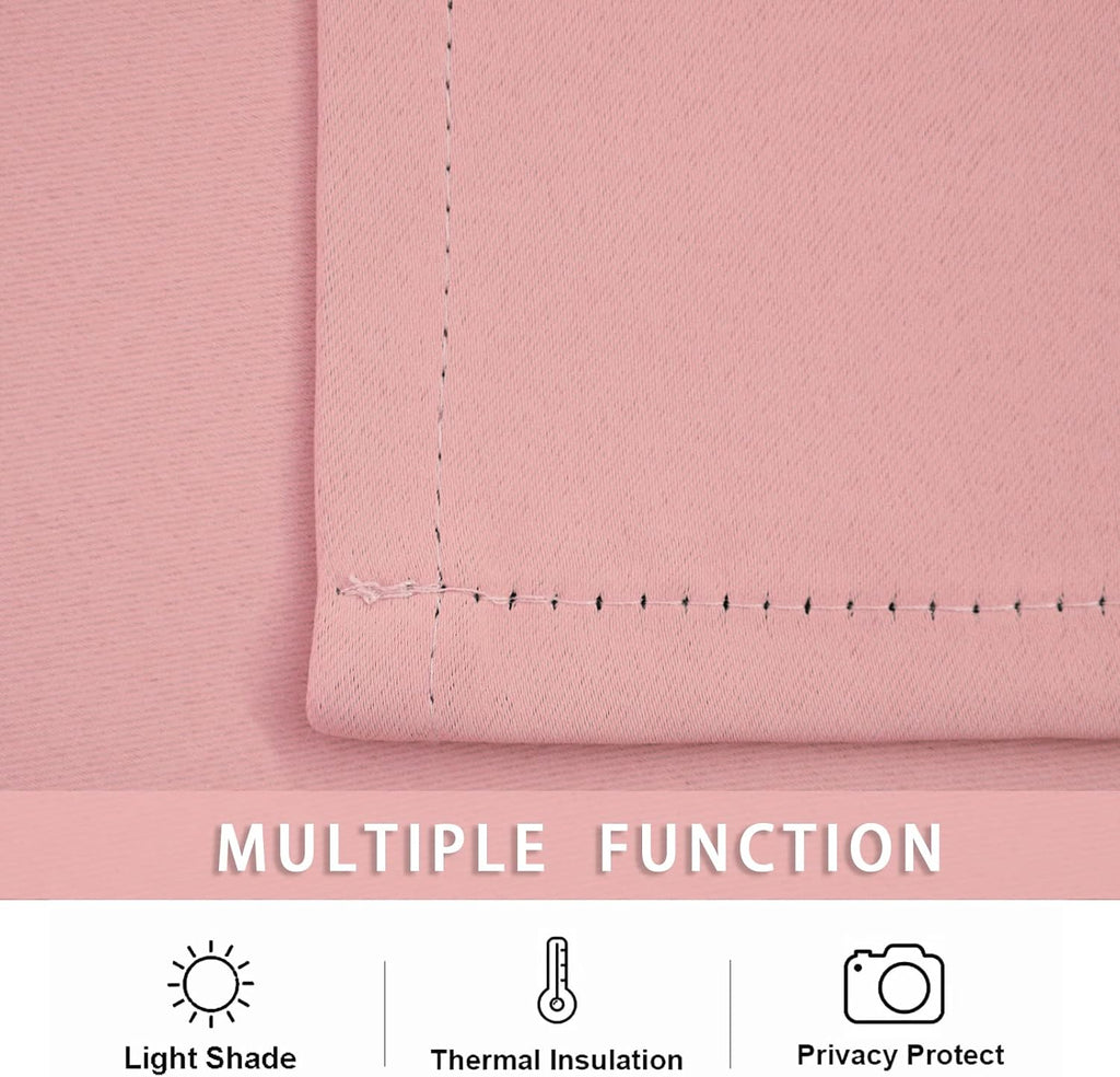 Pickluc Rod Pocket Tier Curtain - Half Blackout Curtain for Kitchen, Bathroom, Cabinet, Basement, 42 Inches Wide and 24 Inches Long, Powder Pink, 2 Panels