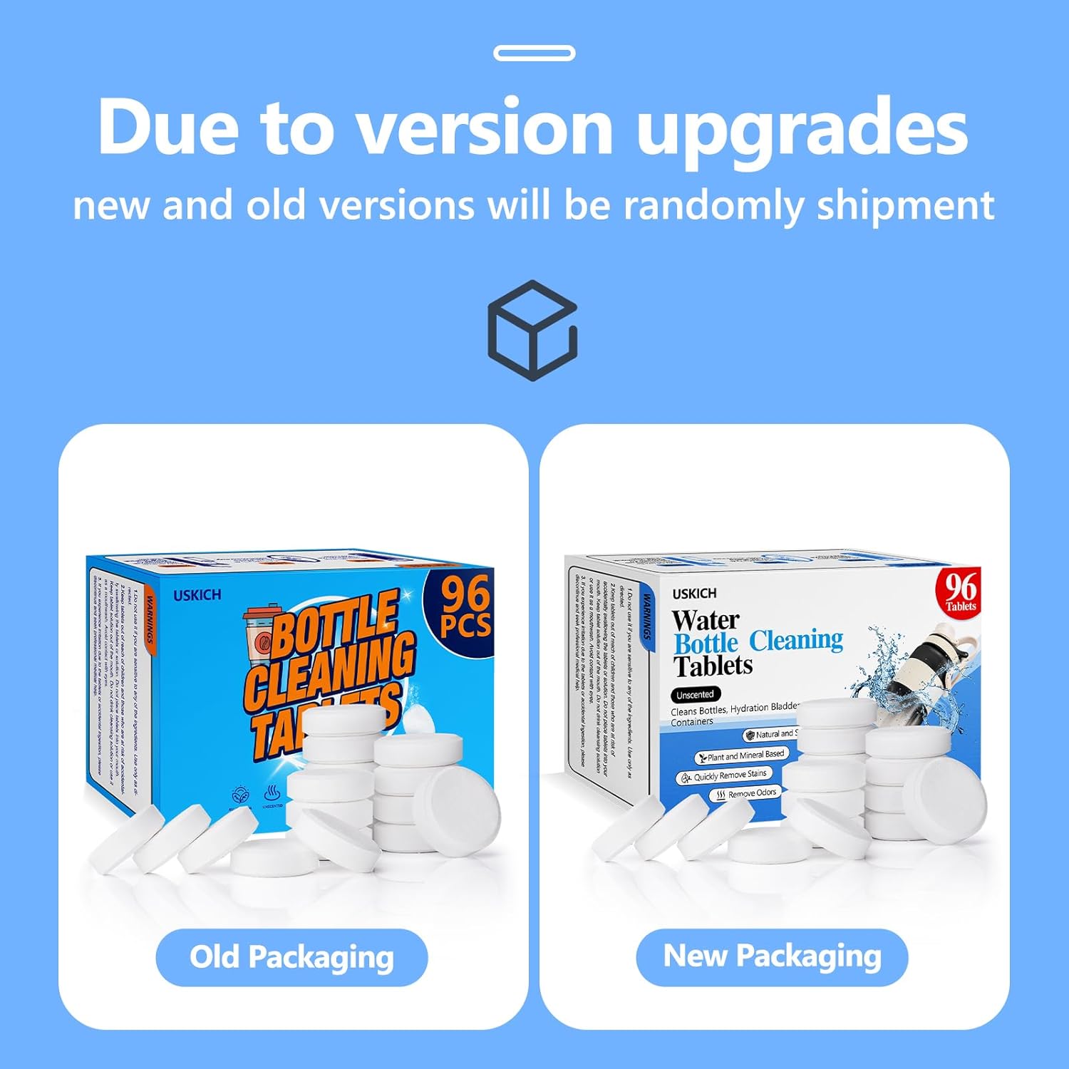 96Pack Water Bottle Cleaning Tablets, Bottle Bright Clean Stainless Steel, Thermos, Tumbler, Insulated and Reusable Water Bottles,Removes Stubborn Stains and Odors