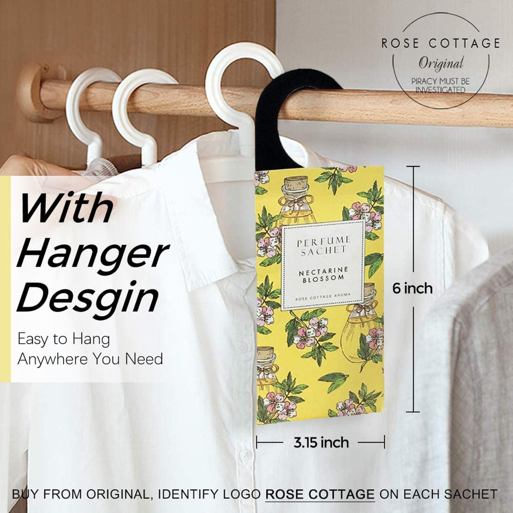 ROSE COTTAGE Large 12 Packs Apricot Blossom Hanging Closet Air Freshener Scented Sachets Long Lasting Smell Goods