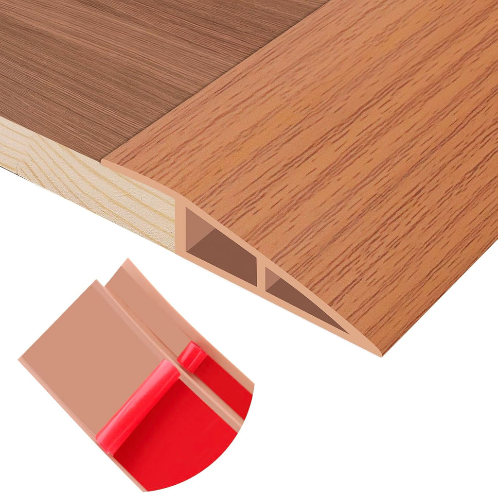 Floor Transition Strip Self Adhesive Vinyl Door Threshold for Doorways Carpet Edging Trim Overlap Edge Reducer for Laminate Floor, Carpet, Tile (Yellow Oak Grain, 3/5" to 4/5", 6.6Ft)