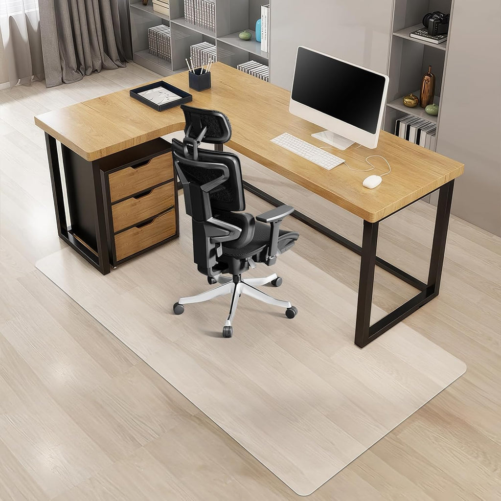 Kuyal Office Chair Mat for Hardwood Floor, 46'' x72'' Rectangle Transparent Desk Thick Durable Chair Mat for Rolling Chairs, Easy Glide, Floor-Protector