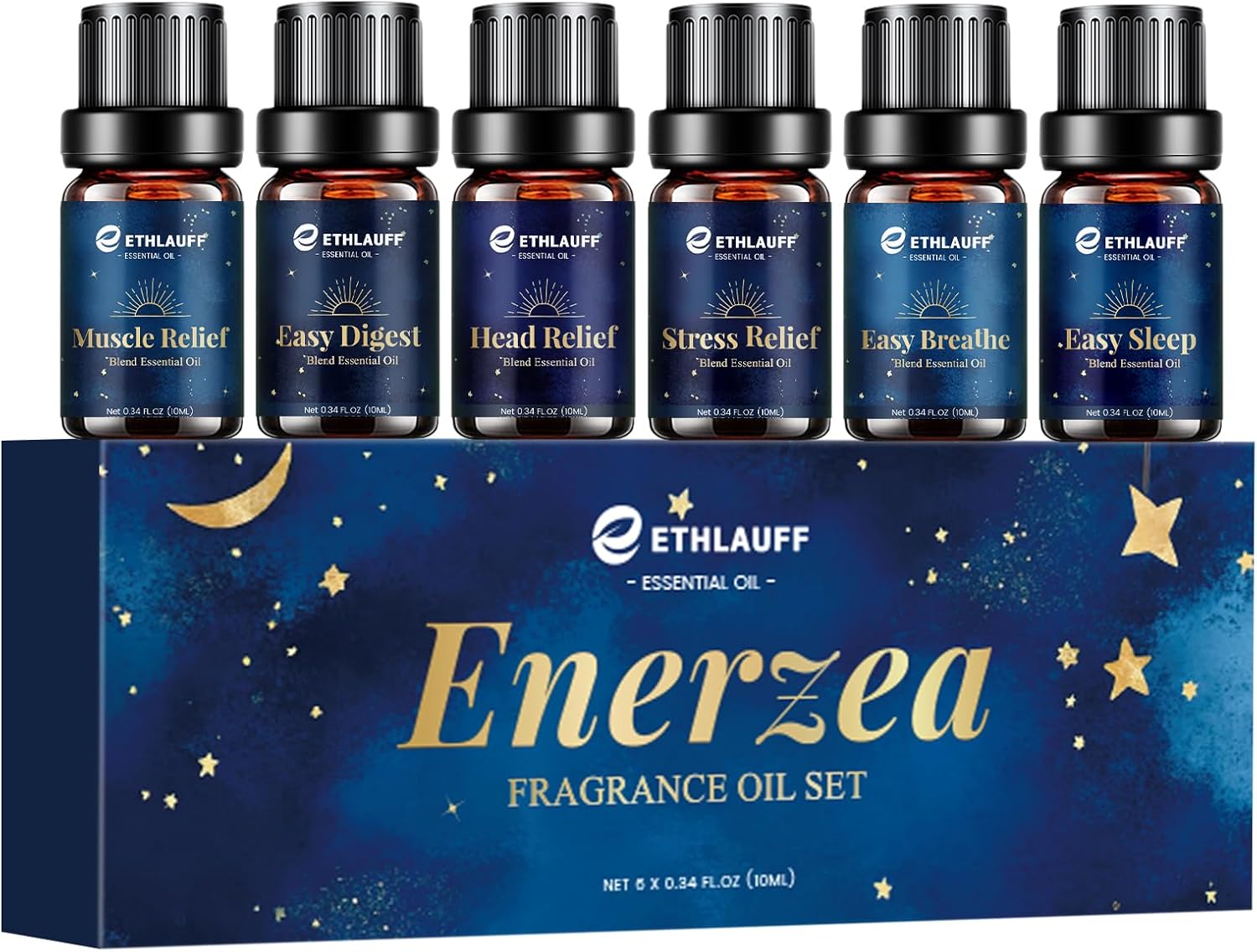 Essential Oil Blends, Essential Oils for Diffusers for Home, Relax Fragrance Oils Kit- Stress Relief, Sweet Dreams, Head Relief, Relax, Immunity for Aromatherapy, Humidifiers, Massage, 6x10ml