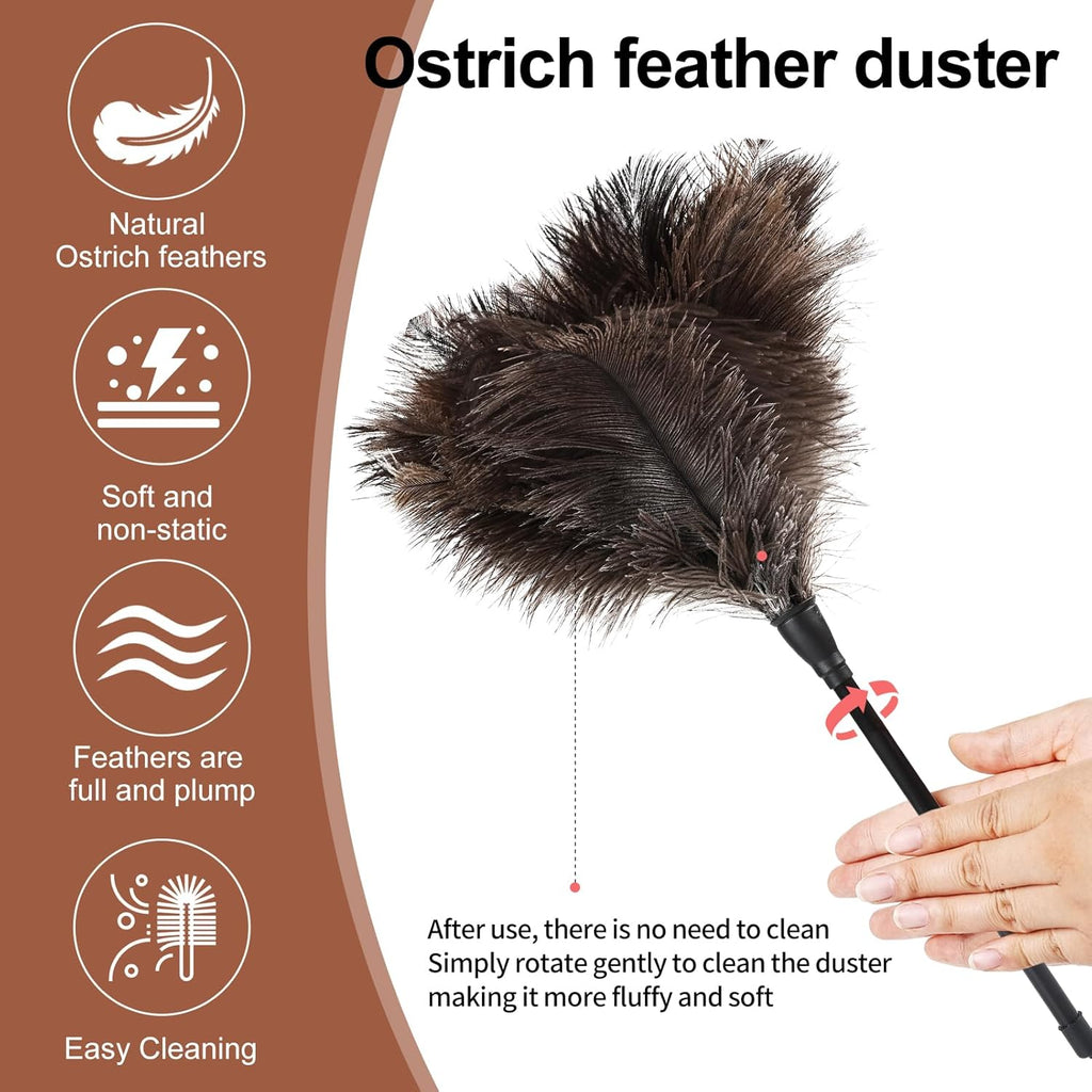 Ostrich Feather Duster-14.9 Inch Mini Natural Feathers Dusters with Plastic Handle Reusable Handheld for Cleaning Supplies Home Car Office(6pcs)