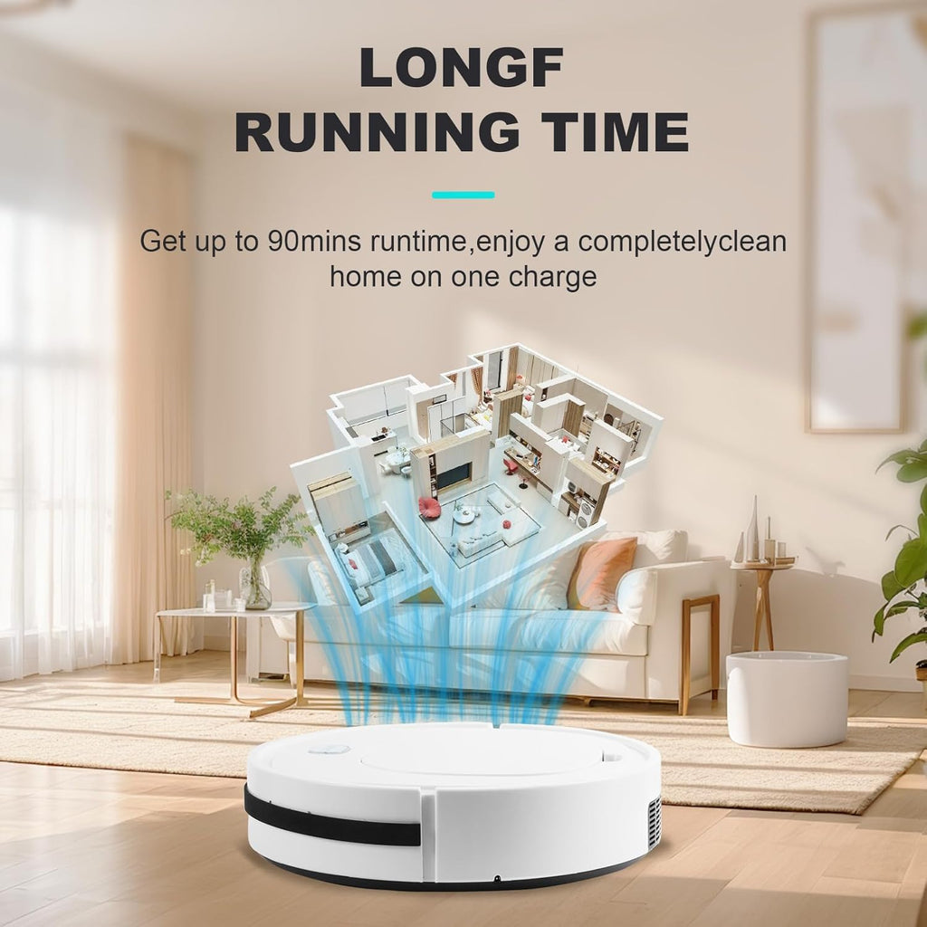 Robot Vacuum with Automatic dust Collection Base,Strong Suction,Robot Vacuum Cleaner and Mop Combo, 3-in-1 Vacuum,Robot Vacuum Cleaner,Intelligent Navigation Obstacle Avoidance,Ultra Thin Design,White