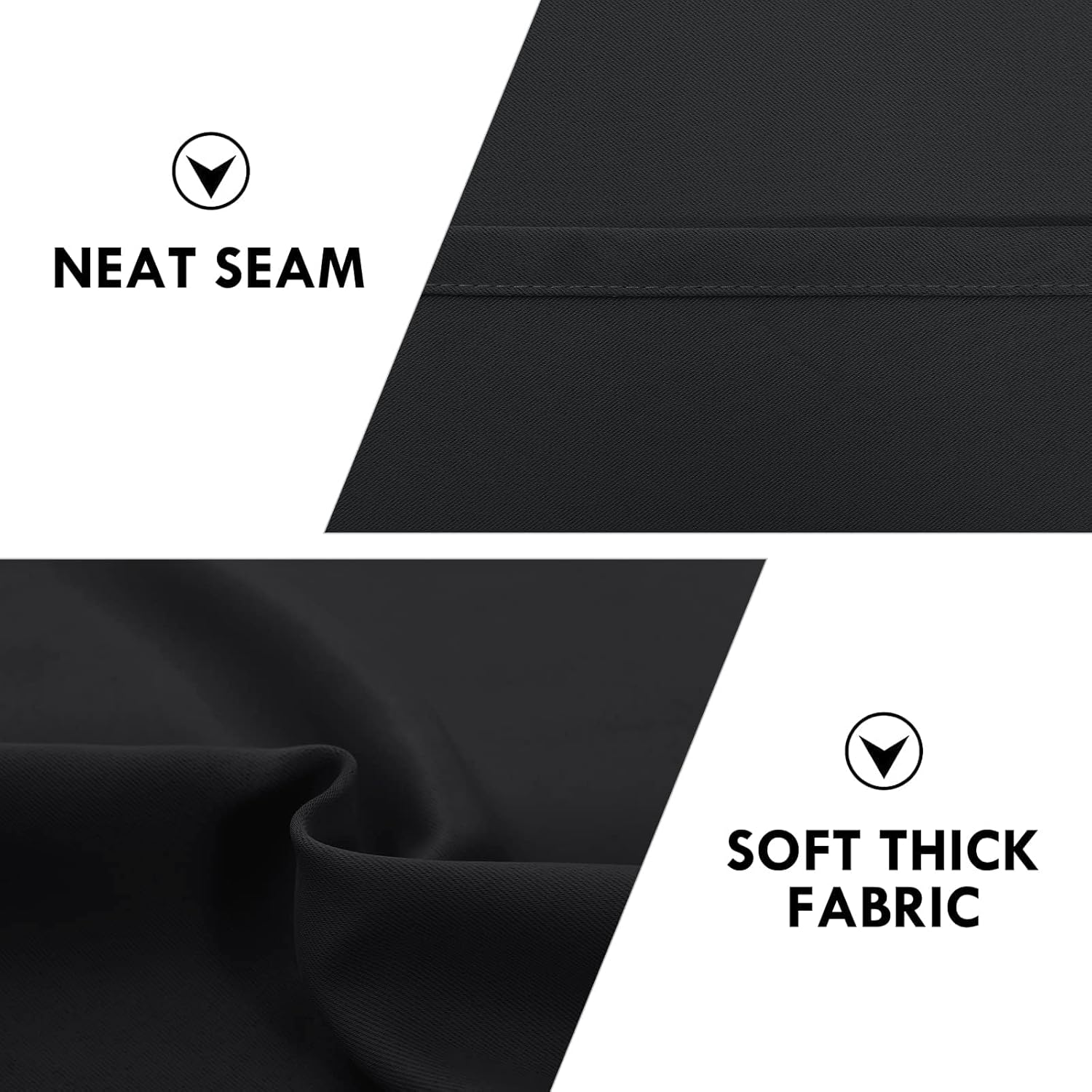 DWCN Blackout Curtains for Bedroom – Rod Pocket Thermal Insulated Noise Reducing Noise Reducing Drapes for Living Room, W 60 x L 63 Inch, 2 Panels, Black