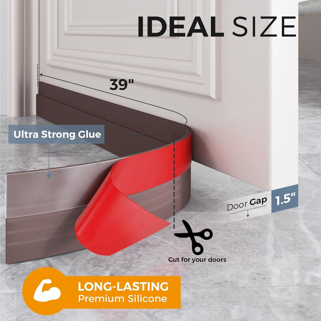 GroTheory 2 Pack Door Draft Stopper, Under Door Draft Blocker, Soundproof Door Sweep Weather Stripping for Doors, 39" L x 2" W Brown, Home Improvement for New Home