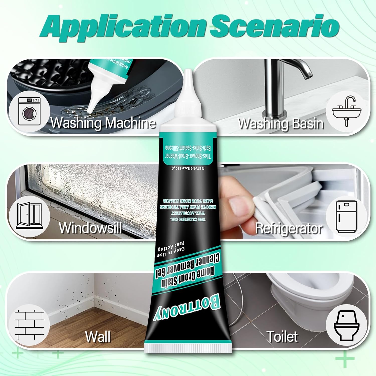 Mold Stain Remover Gel, Home Stain Remover Gel, Washing Machine Cleaner, Household Cleaner for Refrigerator Strips, Grout Cleaners Best for Home Sink, Kitchen, Showers