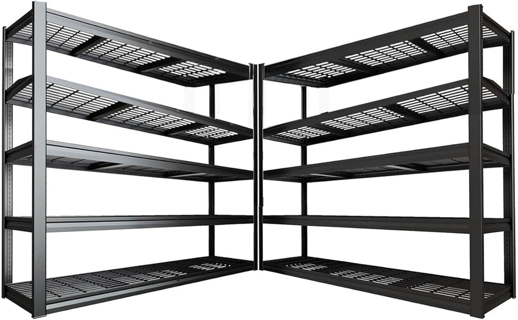 65" W Garage Shelving Heavy Duty, 5 Tier Garage Shelves, 30" D Adjustable Storage Shelving Unit, Commercial Metal Shelf for Warehouse, Pantry, School, Shop, 68" Wx30 Dx79 H, 2 Pack