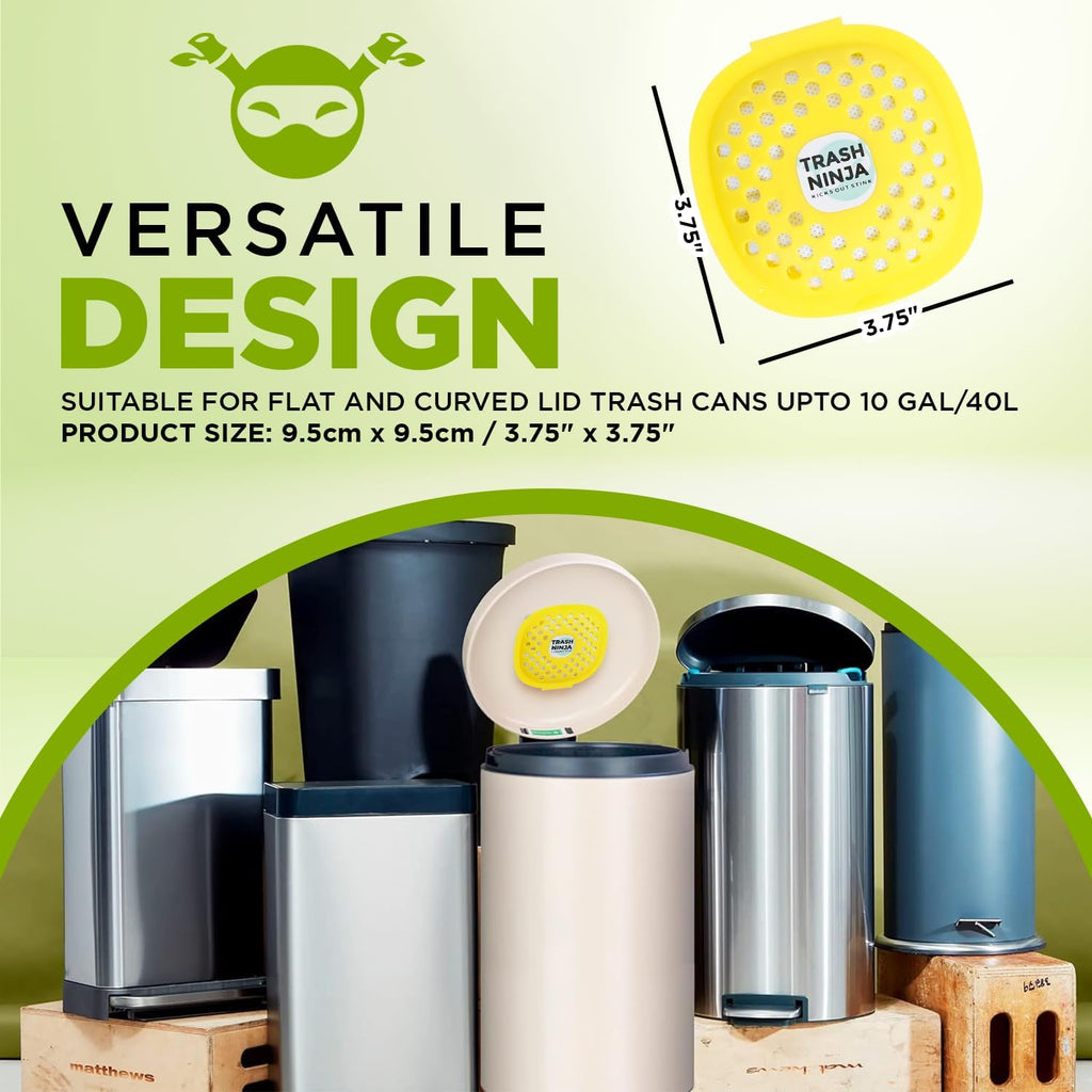 Trash Ninja Trash Odor Eliminator – Long-Lasting Citrus Scent Deodorizer with Activated Charcoal, Stick-On Freshener for Garbage Can, Fridge, Bathroom, Kitchen, and Diaper Pail Odors