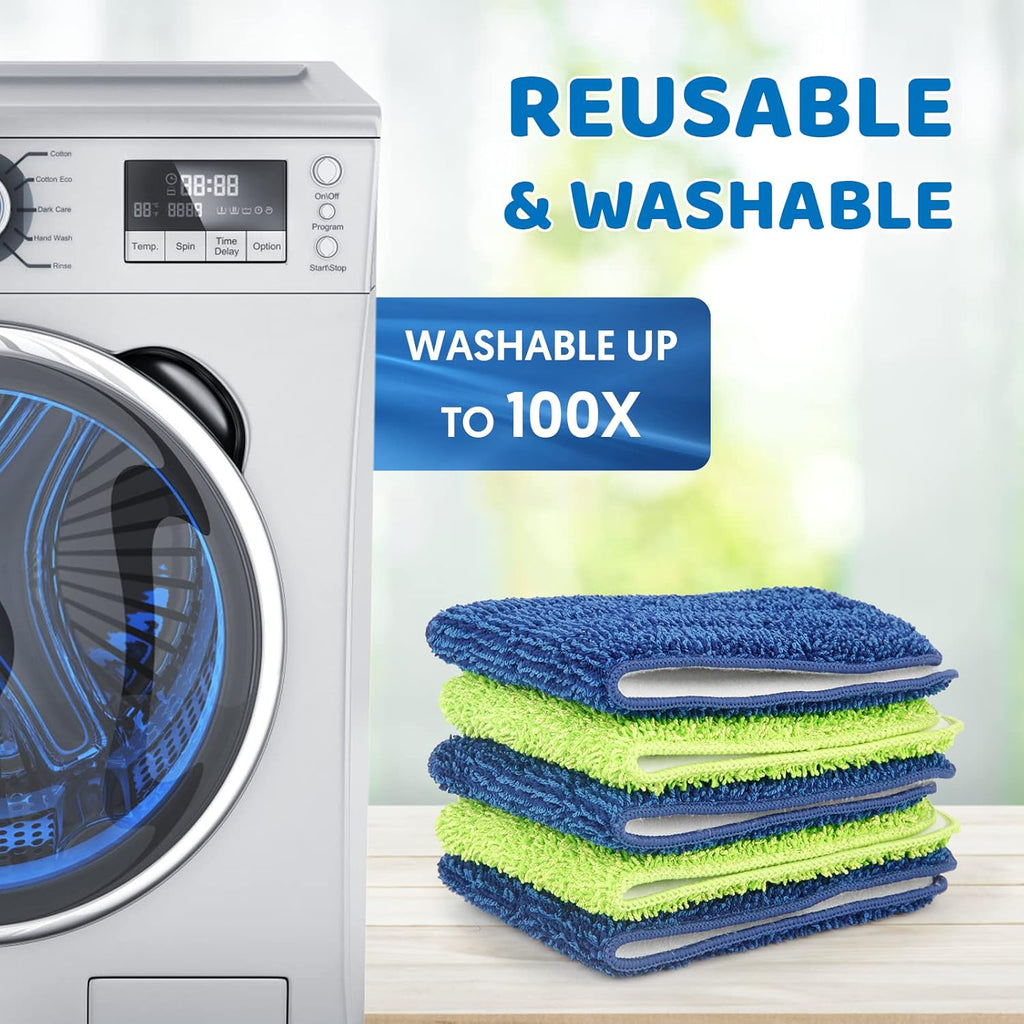 MEXERRIS Spray Wet Mops with 5X Washable Pads for Floor Cleaning, Dust Mops with 2X Bottles Commercial Home Use for Hardwood Laminate Vinyl Tiles Wood Floor, Green