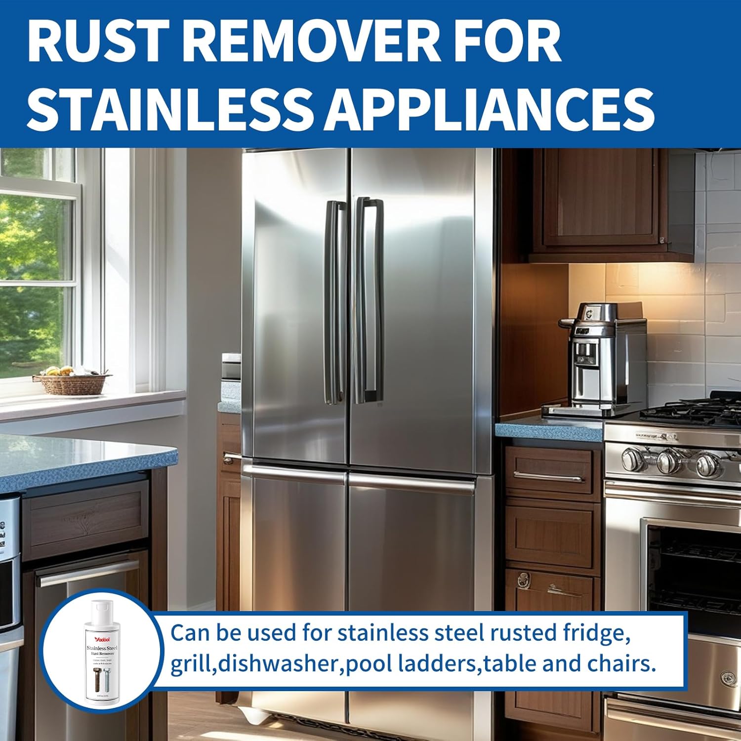 Stainless Steel Rust Stain Remover & Cleaner, Rust Spot Stain Remover for Stainless Steel Appliances and Furniture - Ideal for Grill, Fridge, Knife or Pan & more - 3.72 Fl Oz